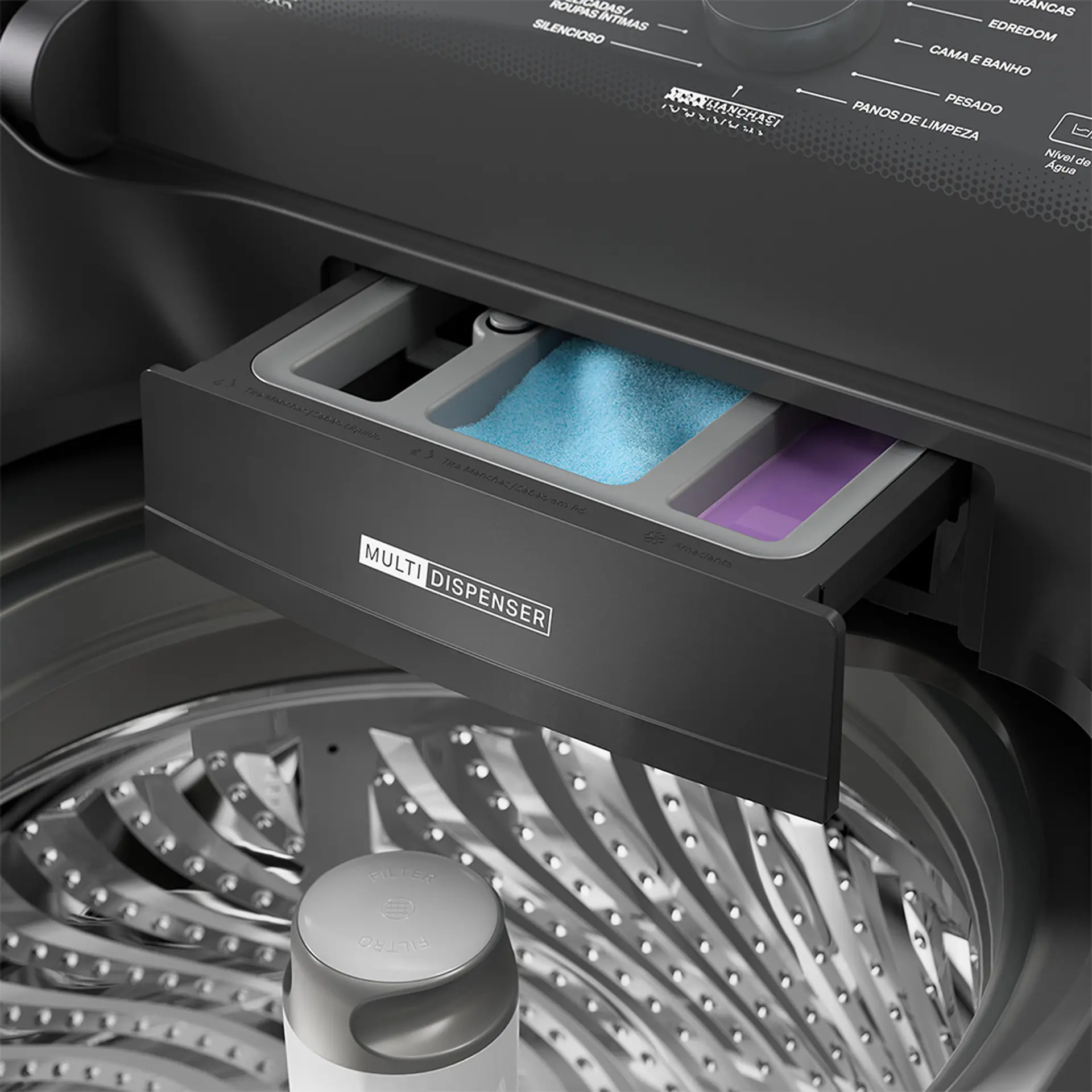 Máquina de Lavar Brastemp WJ14A9 14kg Automática Cesto Inox - Platinum - 220 Volts