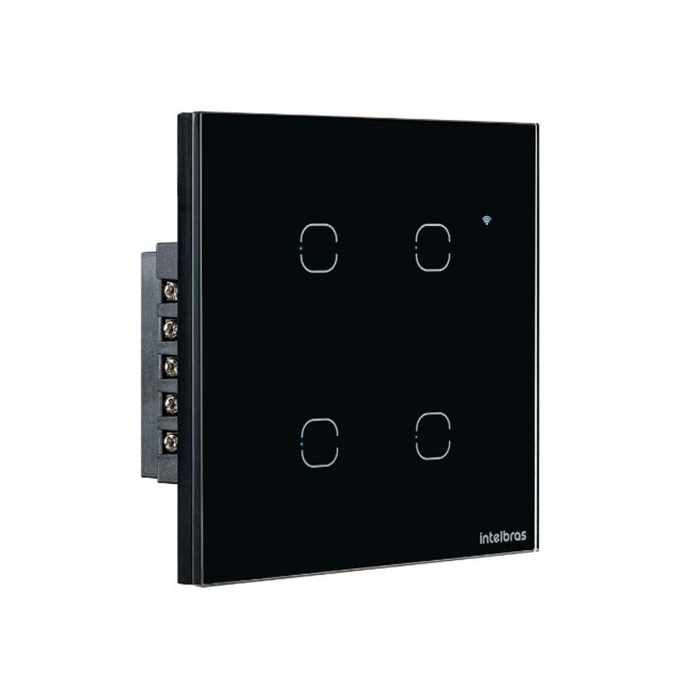 Interruptor Smart Wi-Fi Touch 4 Teclas Intelbras EWS 1004 Preto