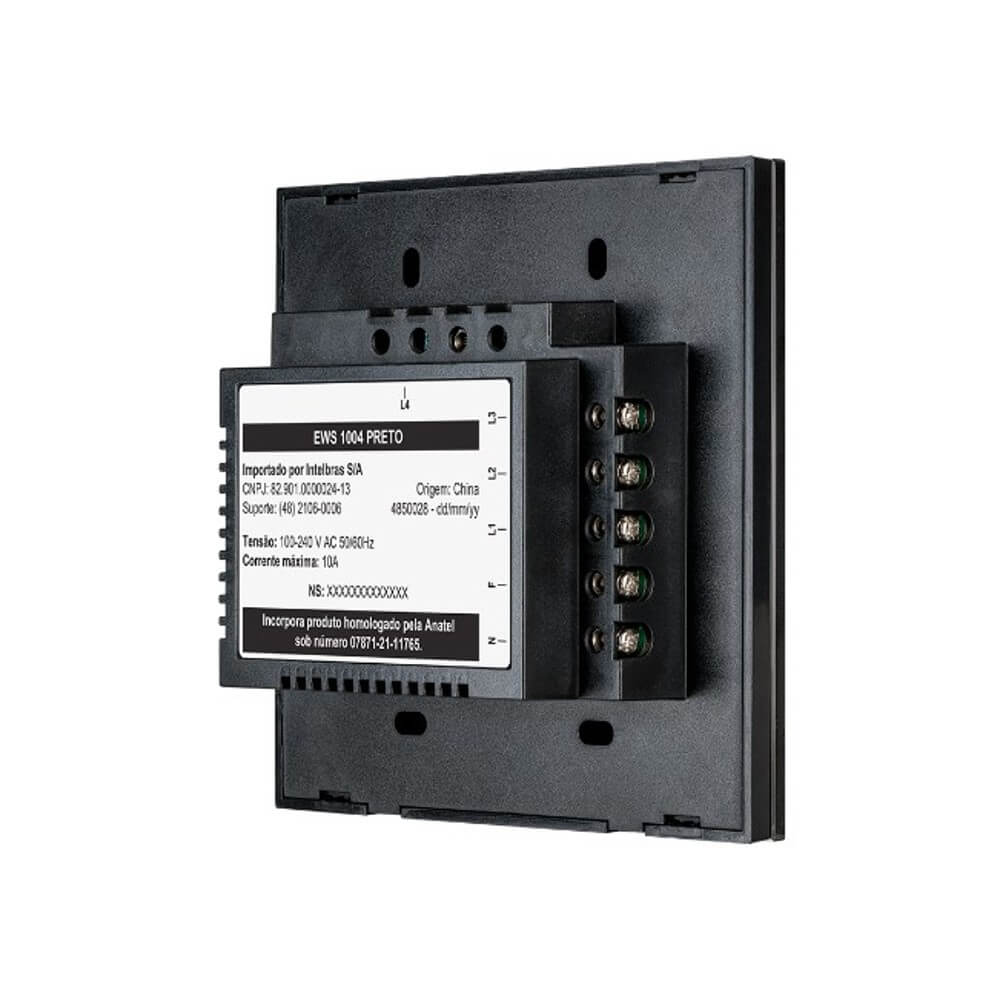 Interruptor Smart Wi-Fi Touch 4 Teclas Intelbras EWS 1004 Preto