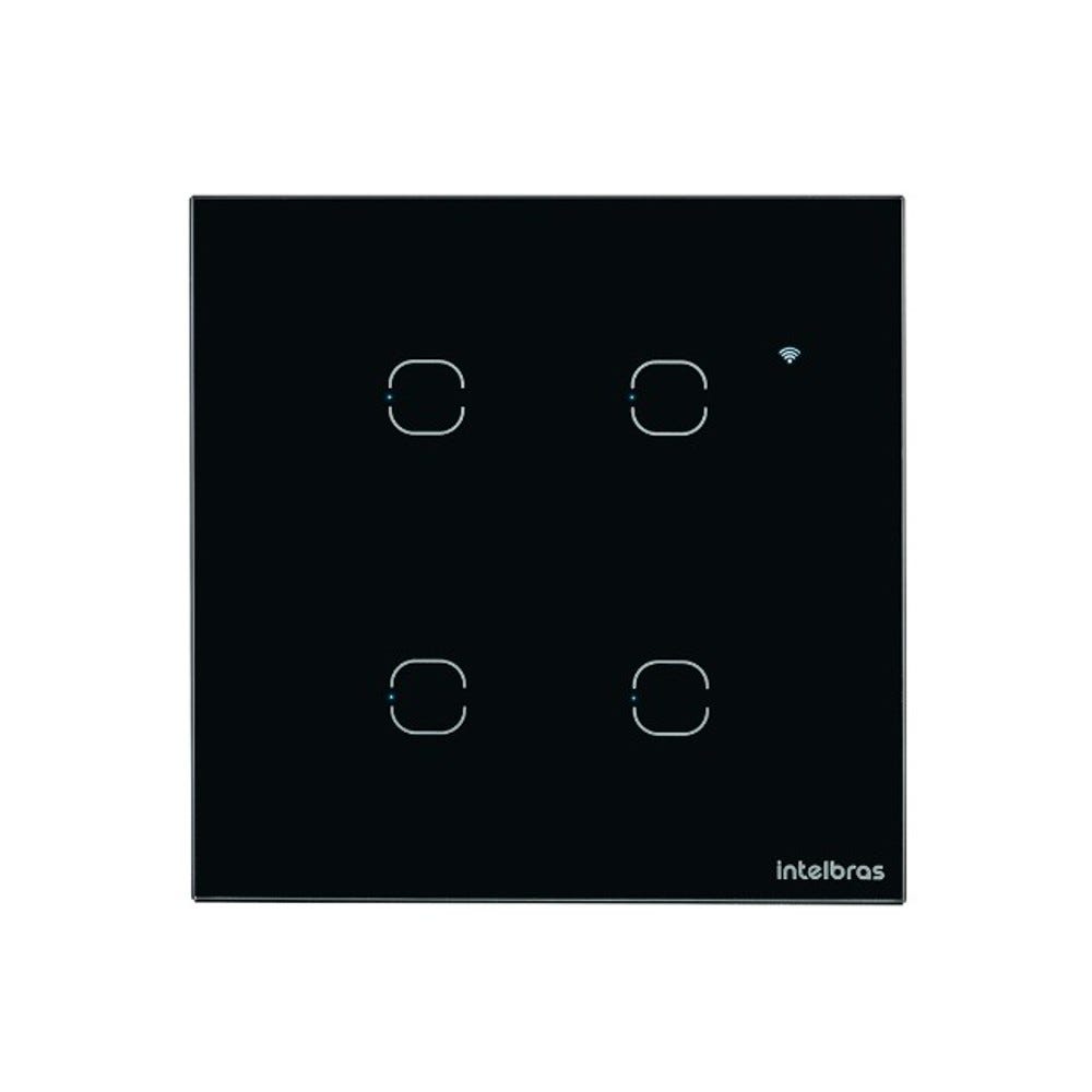 Interruptor Smart Wi-Fi Touch 4 Teclas Intelbras EWS 1004 Preto