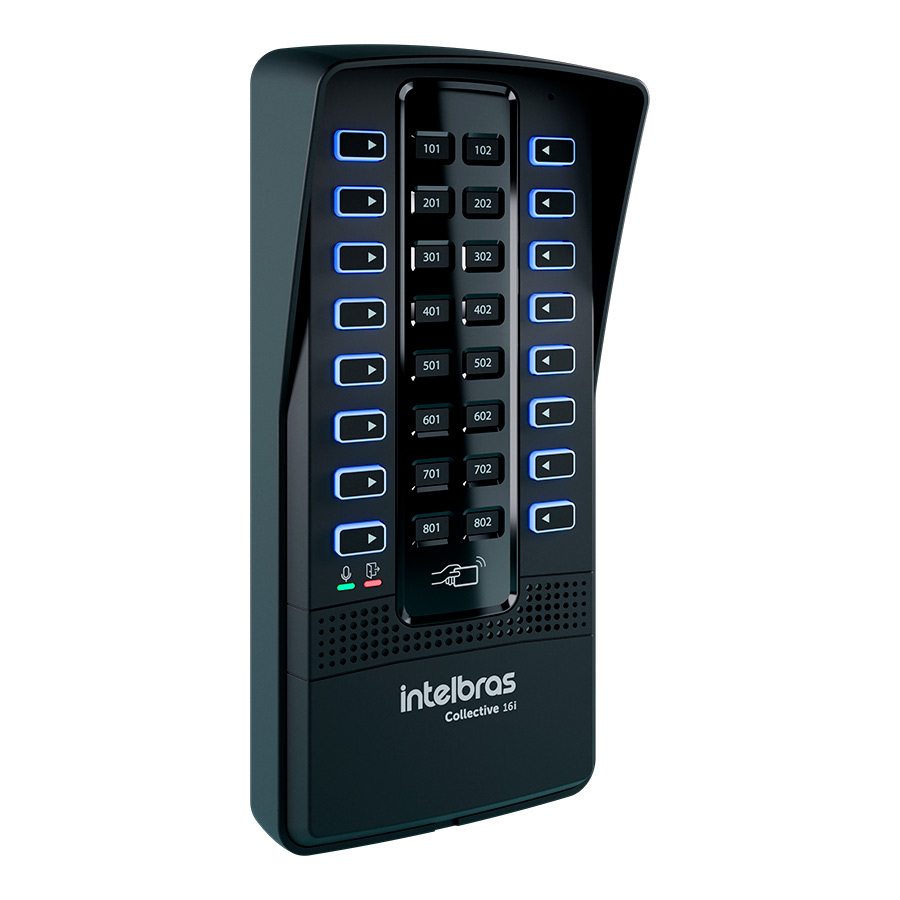 Central + Porteiro Coletivo Interligável Collective 16i Intelbras