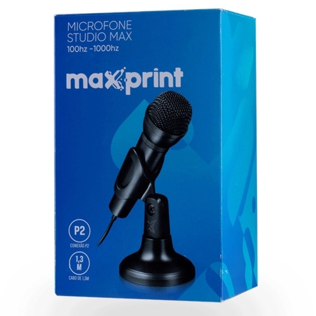Microfone de Mesa Flexível Unidirecional para Conferência P2 1,3m Preto Maxprint - 60000052