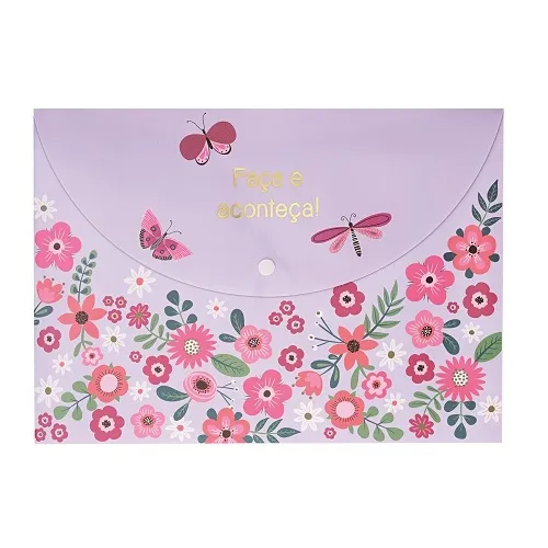 Pasta Plástica Molin A4 Borboletas Lilás