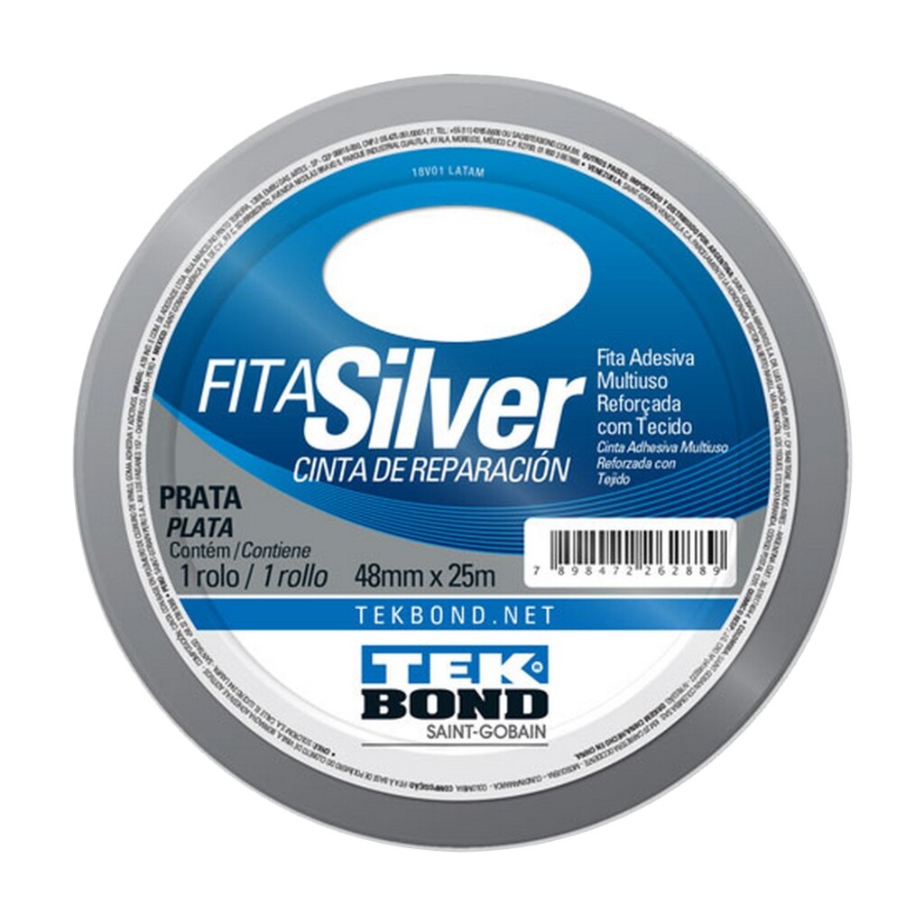 Fita Adesiva Silver Tape TekBond 48Mm x 25M Prata - 78072708256