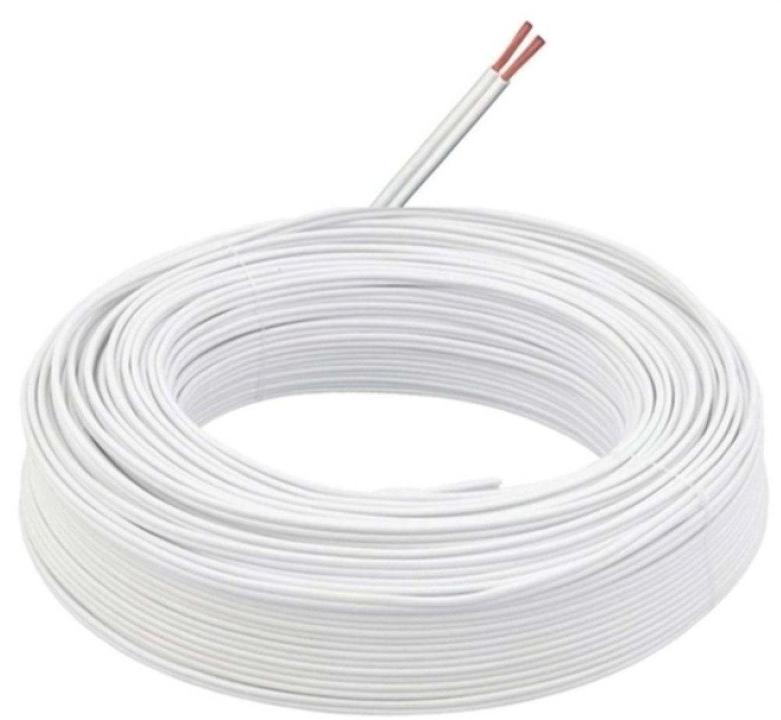 Cabo de Energia Flexível Paralelo 150V 2x0,75mm Branco Telecam Cabos 200200501 Caixa 100m
