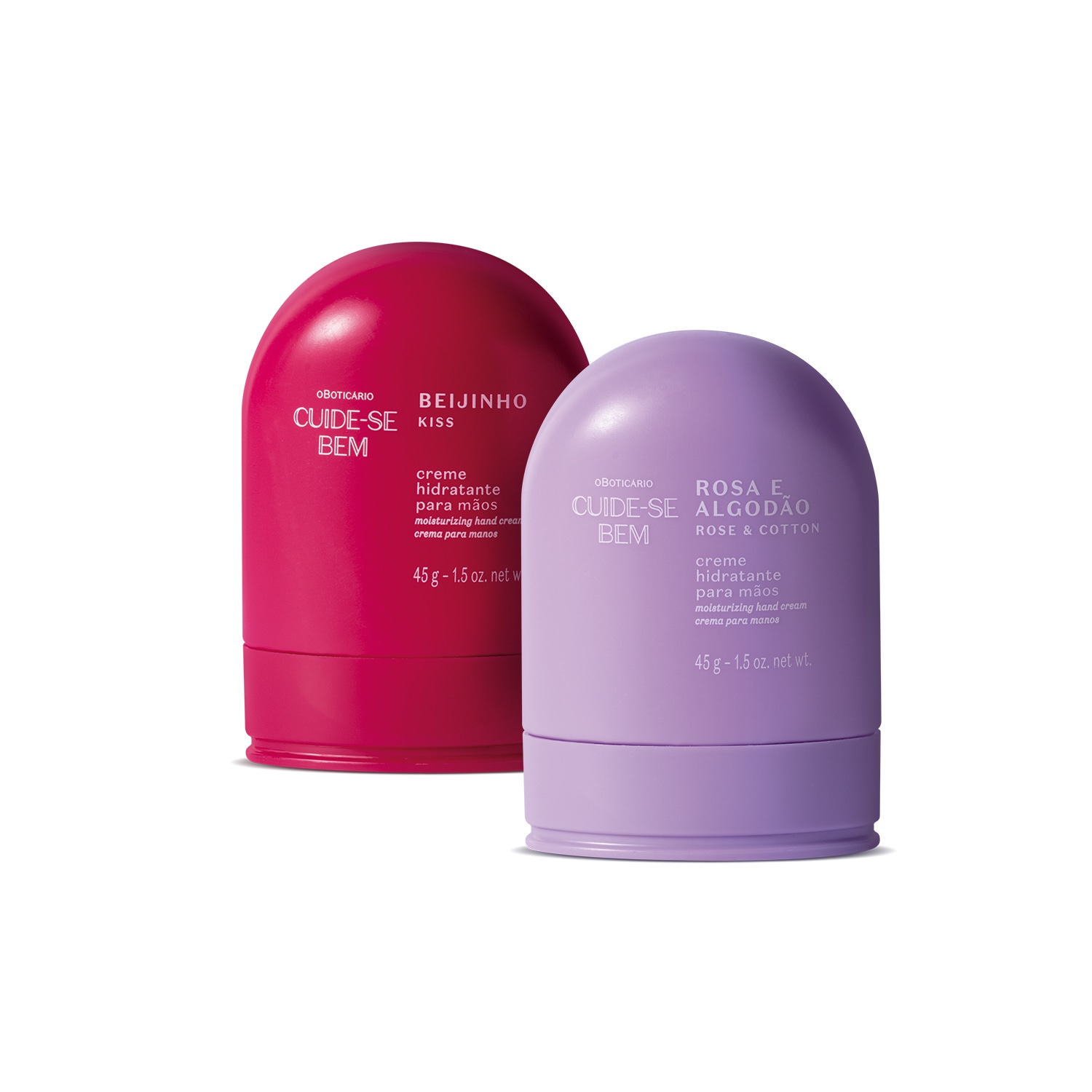 Combo Cuide-se Bem Creme para as Mãos: Beijinho 45g + Creme para as Mãos Rosa e Algodão 45g