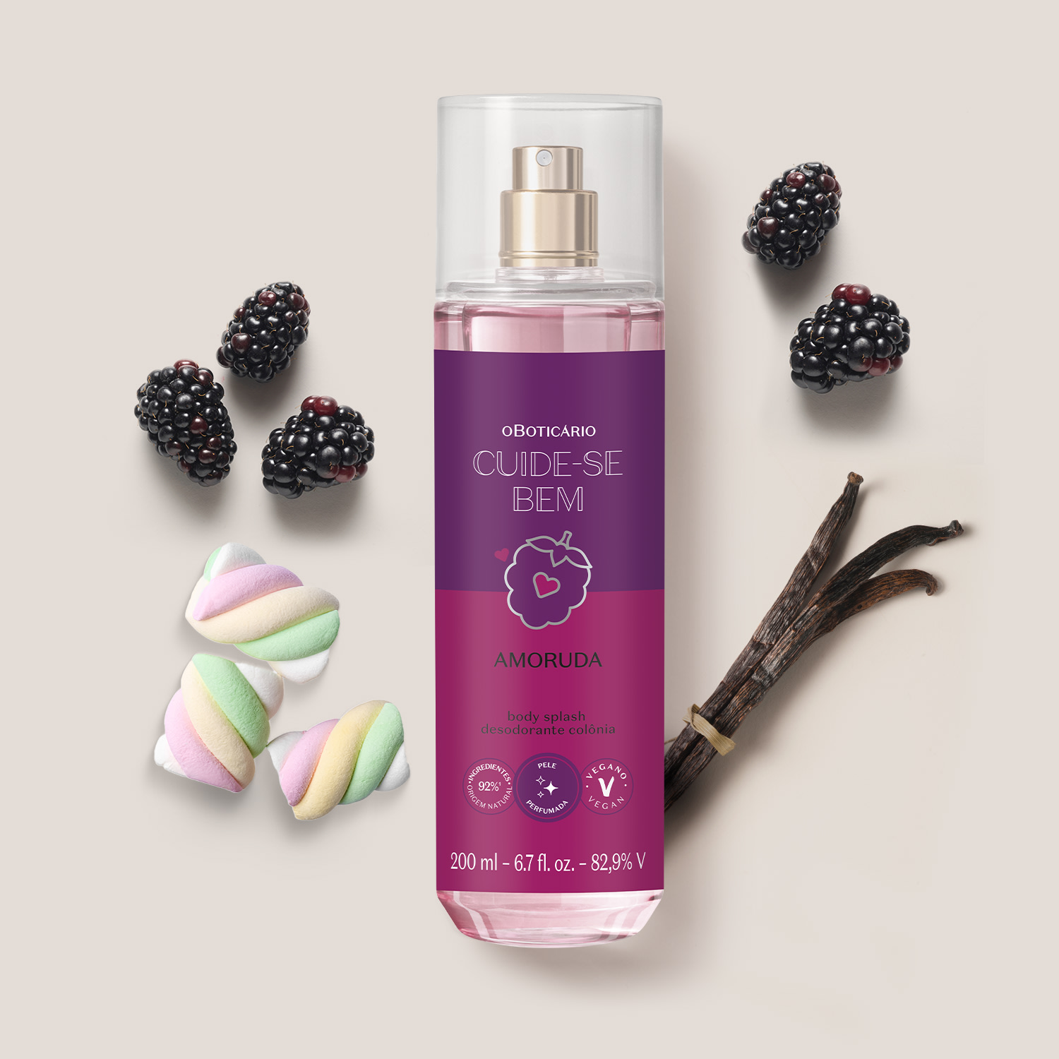 Body Splash Desodorante Colônia Cuide-se Bem Amoruda 200ml