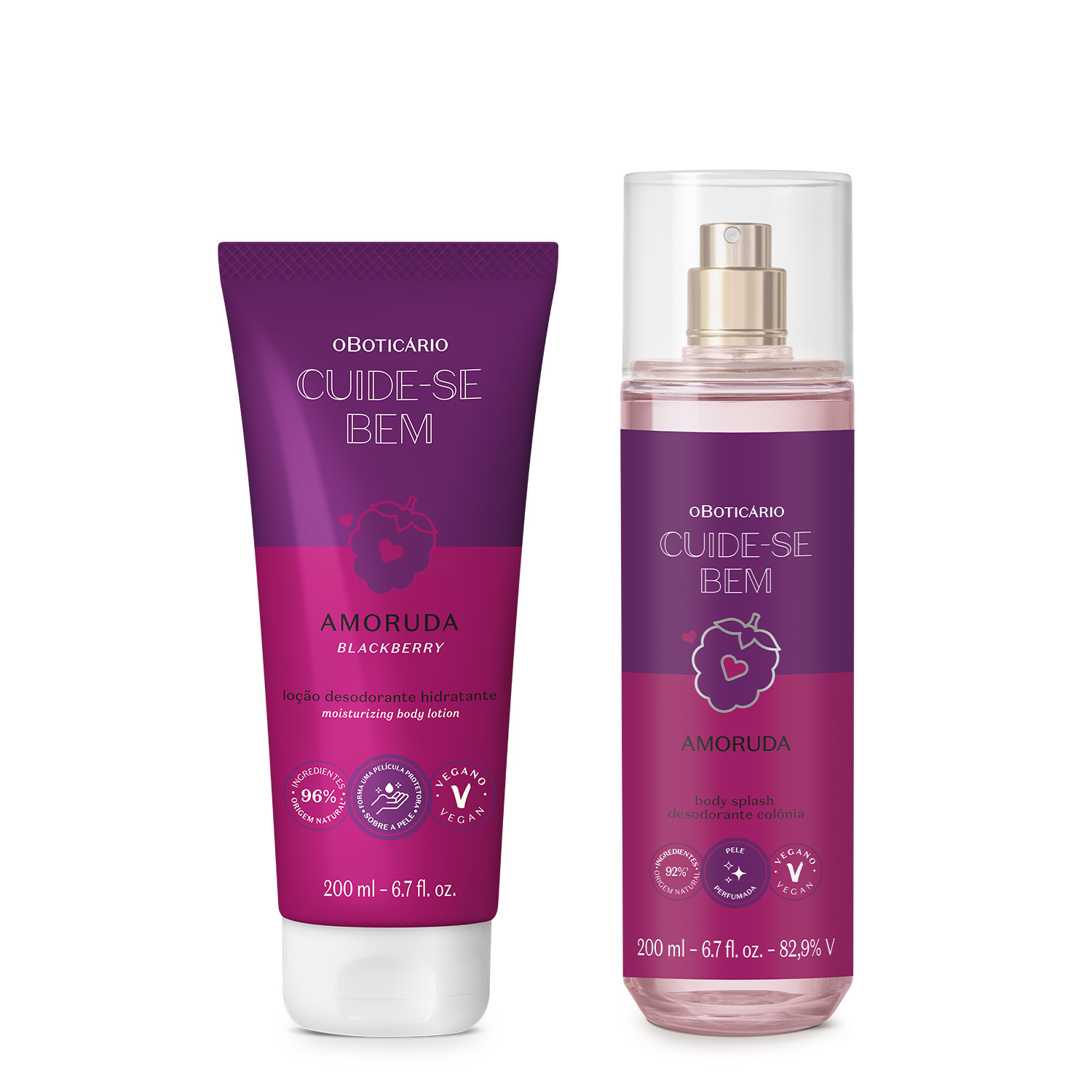 Combo Cuide-se Bem Amoruda: Body Splash 200ml + Loção Corporal 200ml
