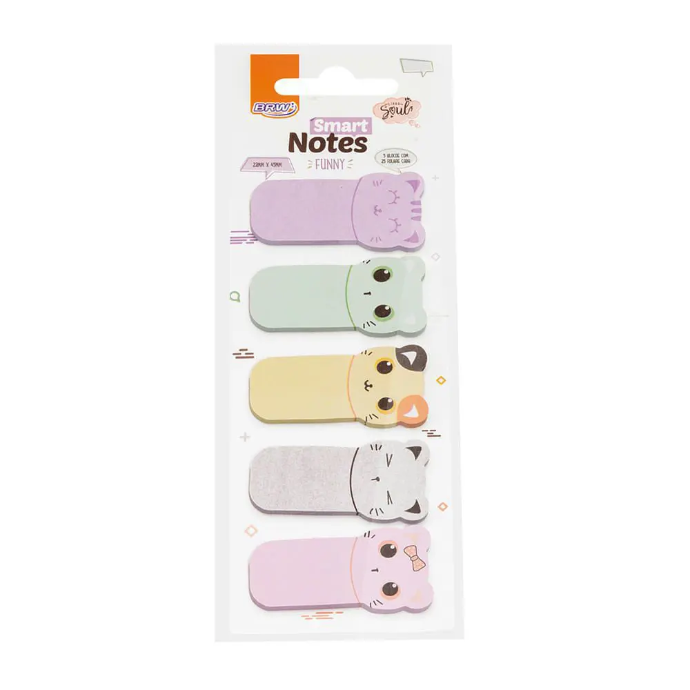 Marca Páginas BRW Smart Notes Funny Gatinho 23x45mm
