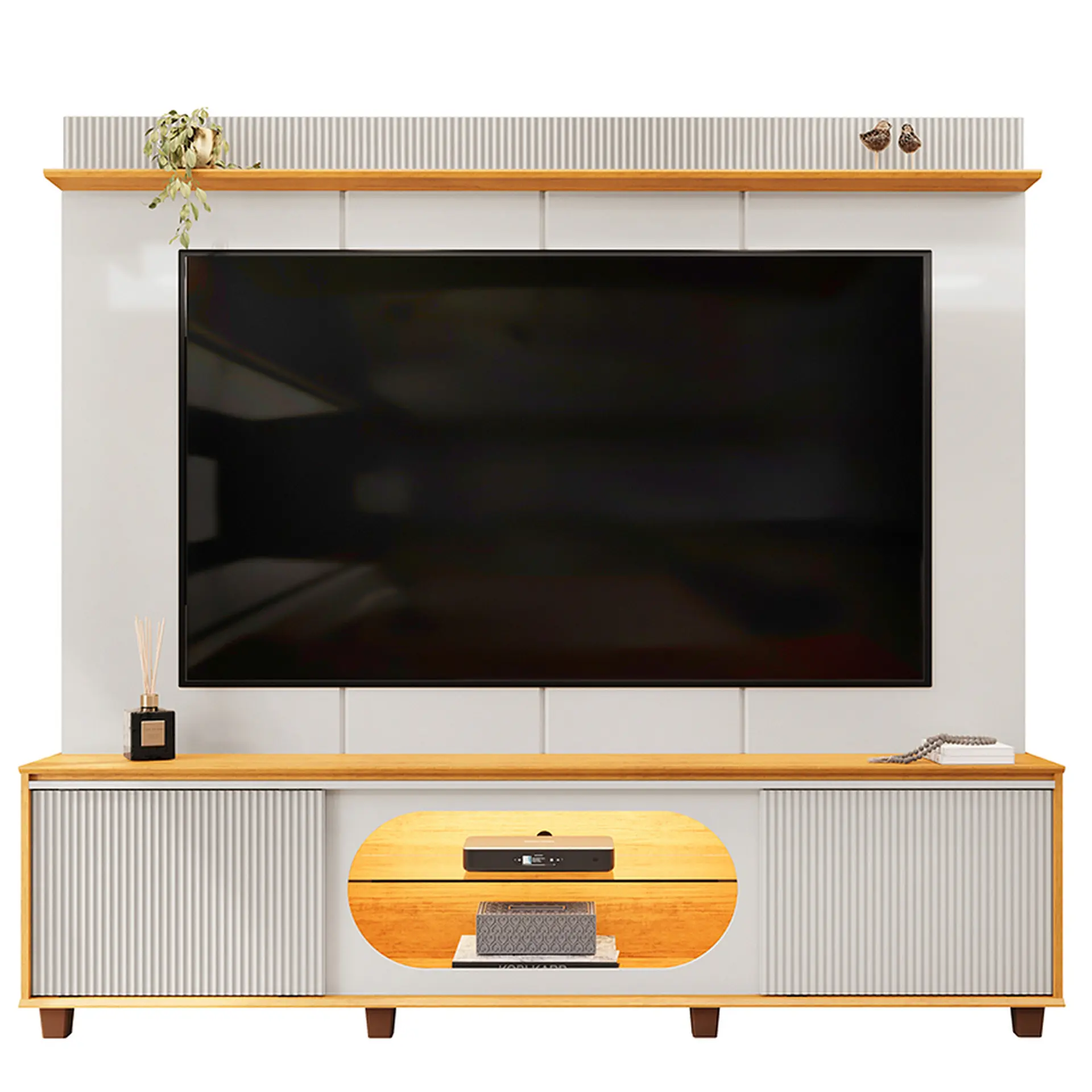 Estante Home para TV até 75” com LED Maia DJ Móveis - BALI/CEDRO