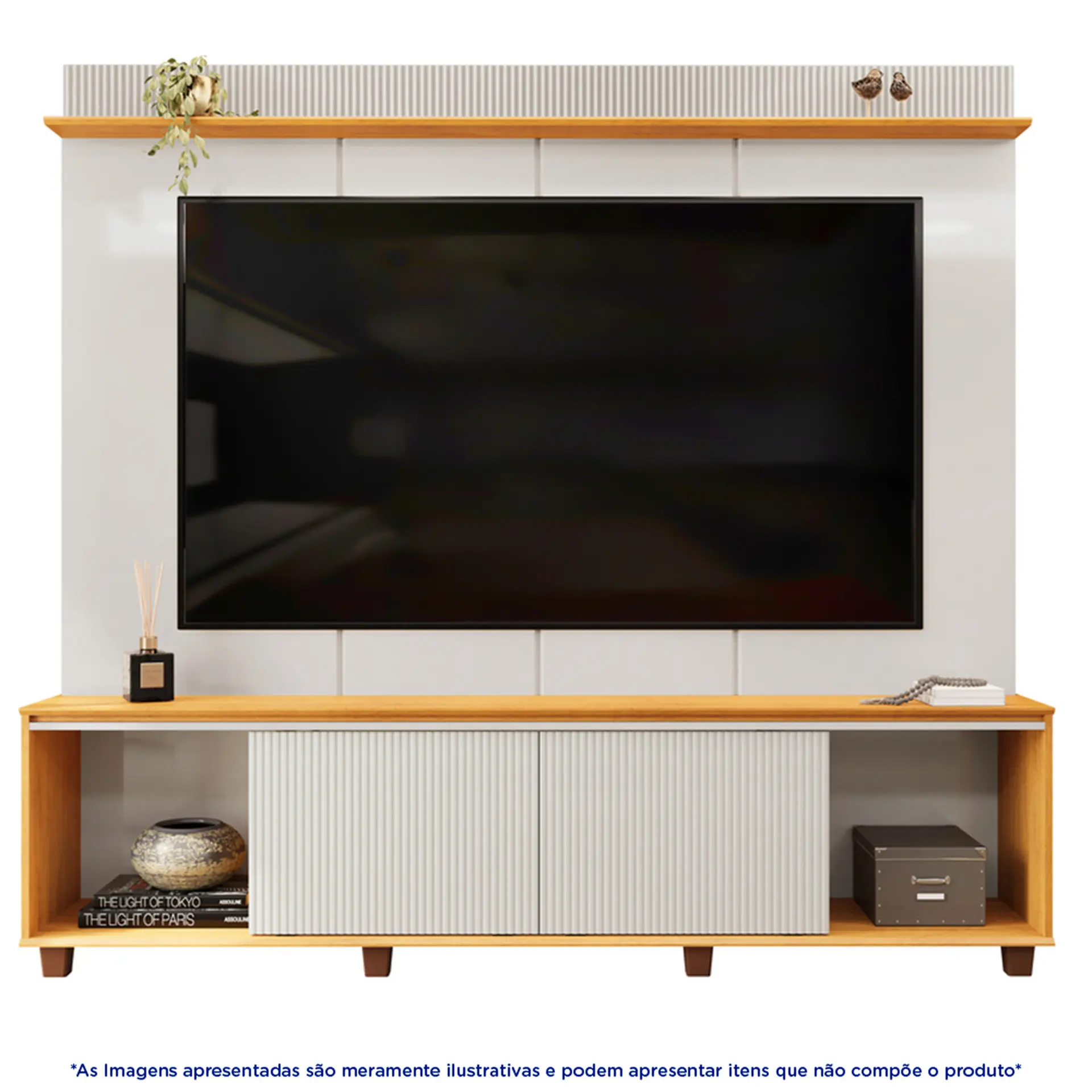 Estante Home para TV até 75” com LED Maia DJ Móveis - BALI/CEDRO