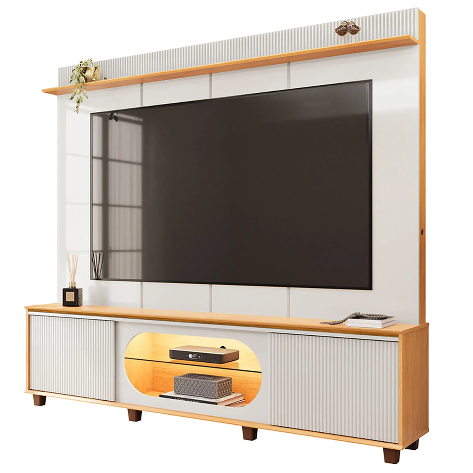 Estante Home para TV até 75” com LED Maia DJ Móveis - BALI/CEDRO