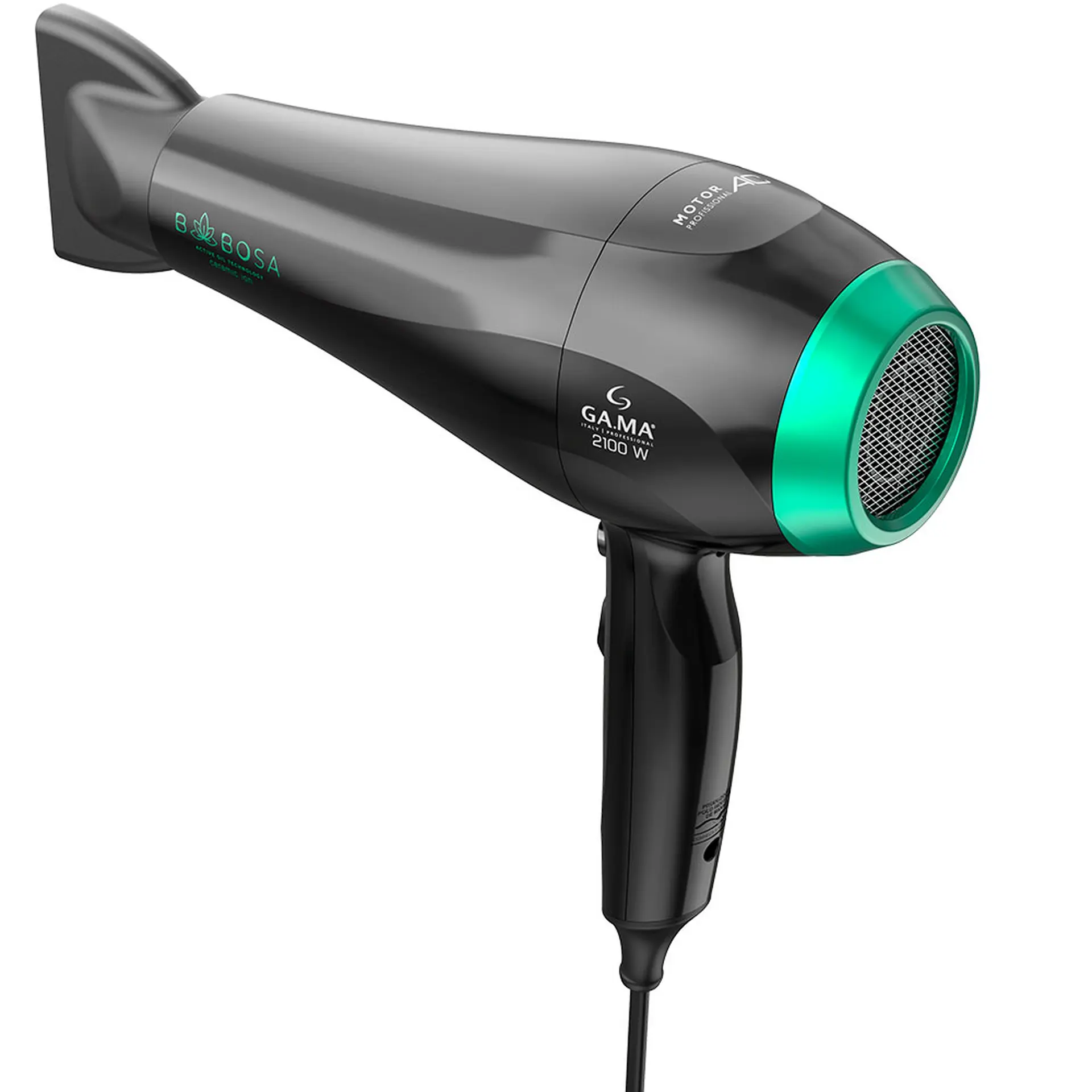 Secador de Cabelo Gama Babosa Ceramic Íon Antifrizz Motor AC Profissional - Preto/Verde - 110 Volts