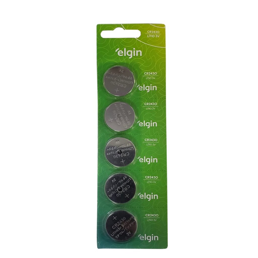 Bateria CR2430 3,0 Volts Elgin - 82304 - Cartela com 5 Baterias