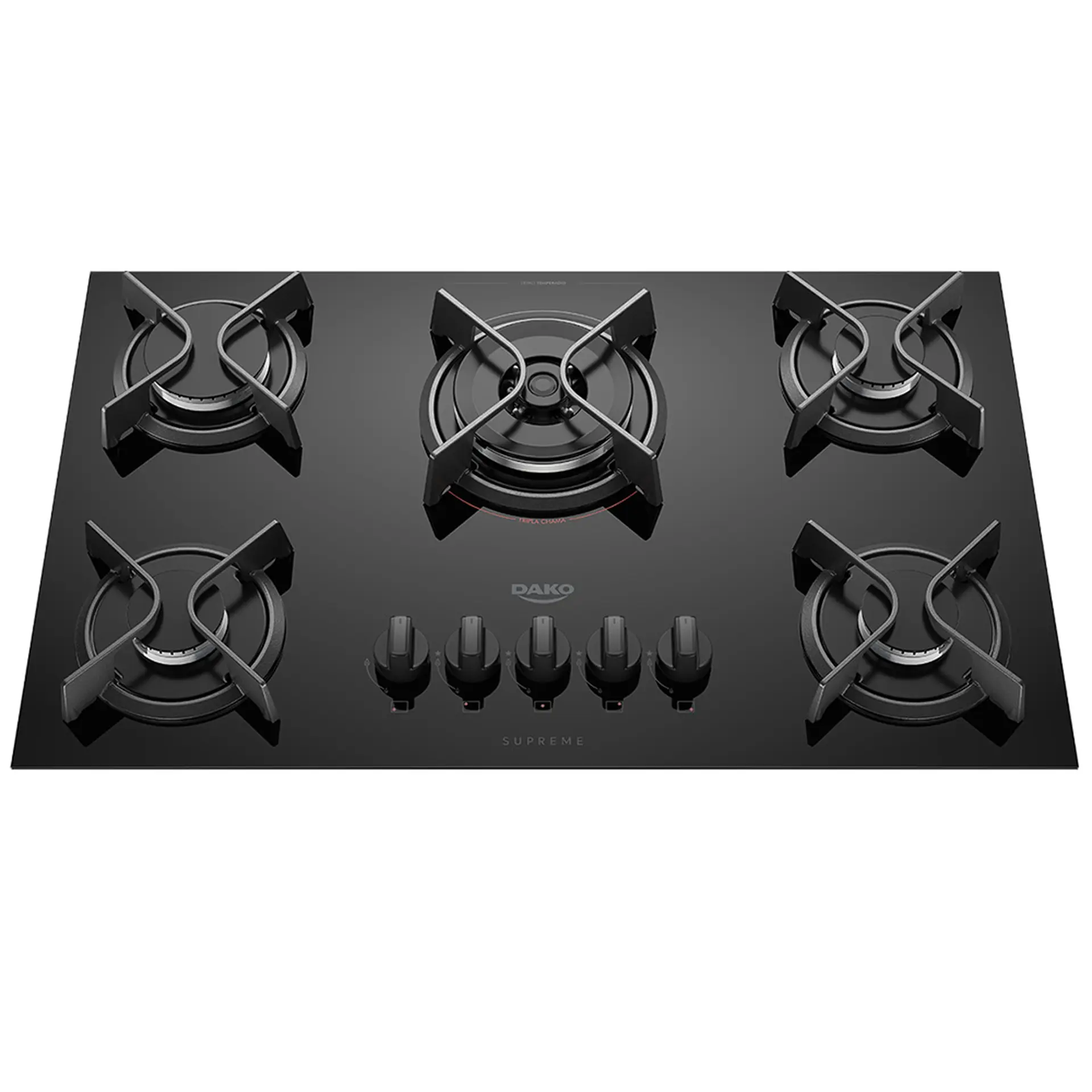 Cooktop Dako Supreme 5 Bocas Superautomático Mesa de Vidro Mega Chama - Preto - Bivolt