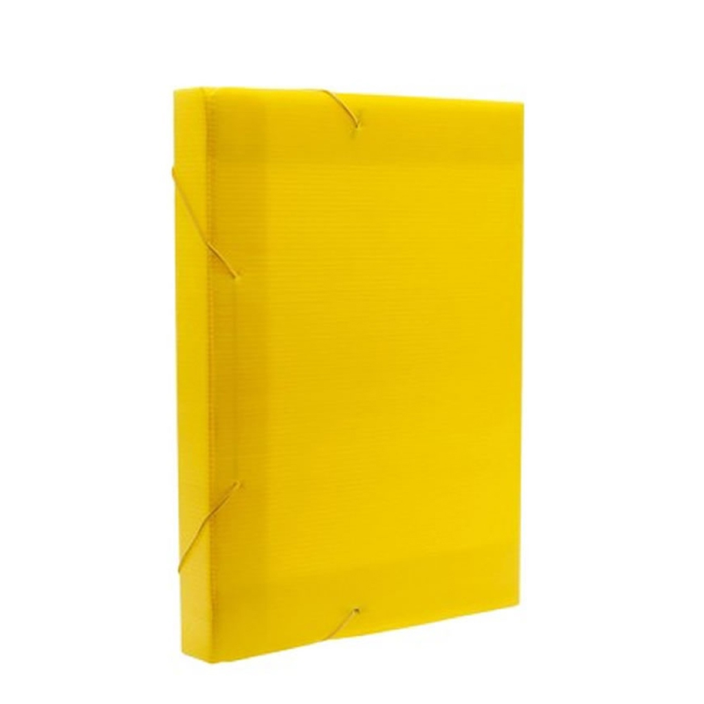 Pasta Aba Elástico Ofício 335 x 245mm Lombo 2,0cm Amarelo Nova Onda Polibras - Pacote com 10 Unidades - 20206