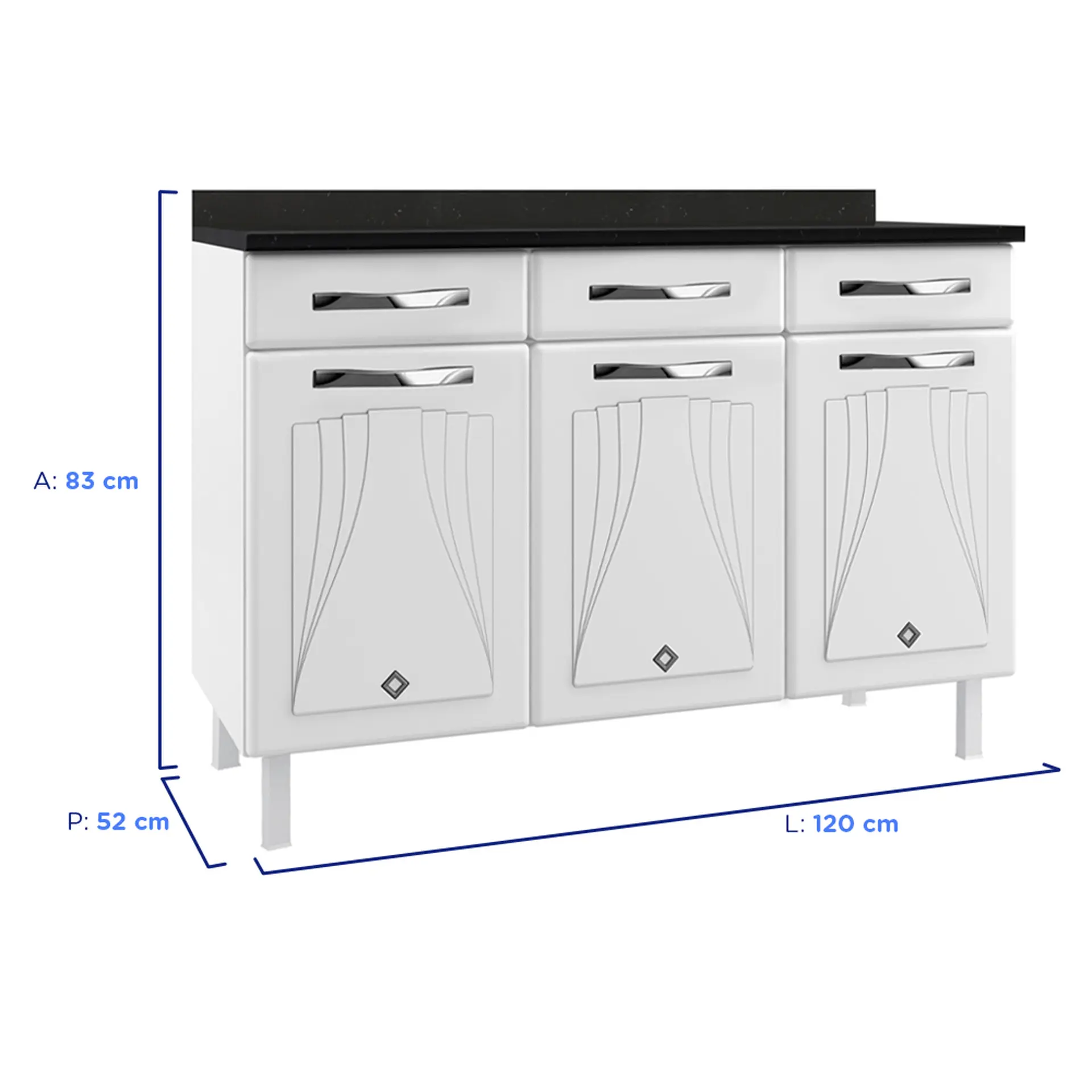 Cozinha Modulada 4 Peças 14 Portas 2 Gavetas Star Telasul - Branco