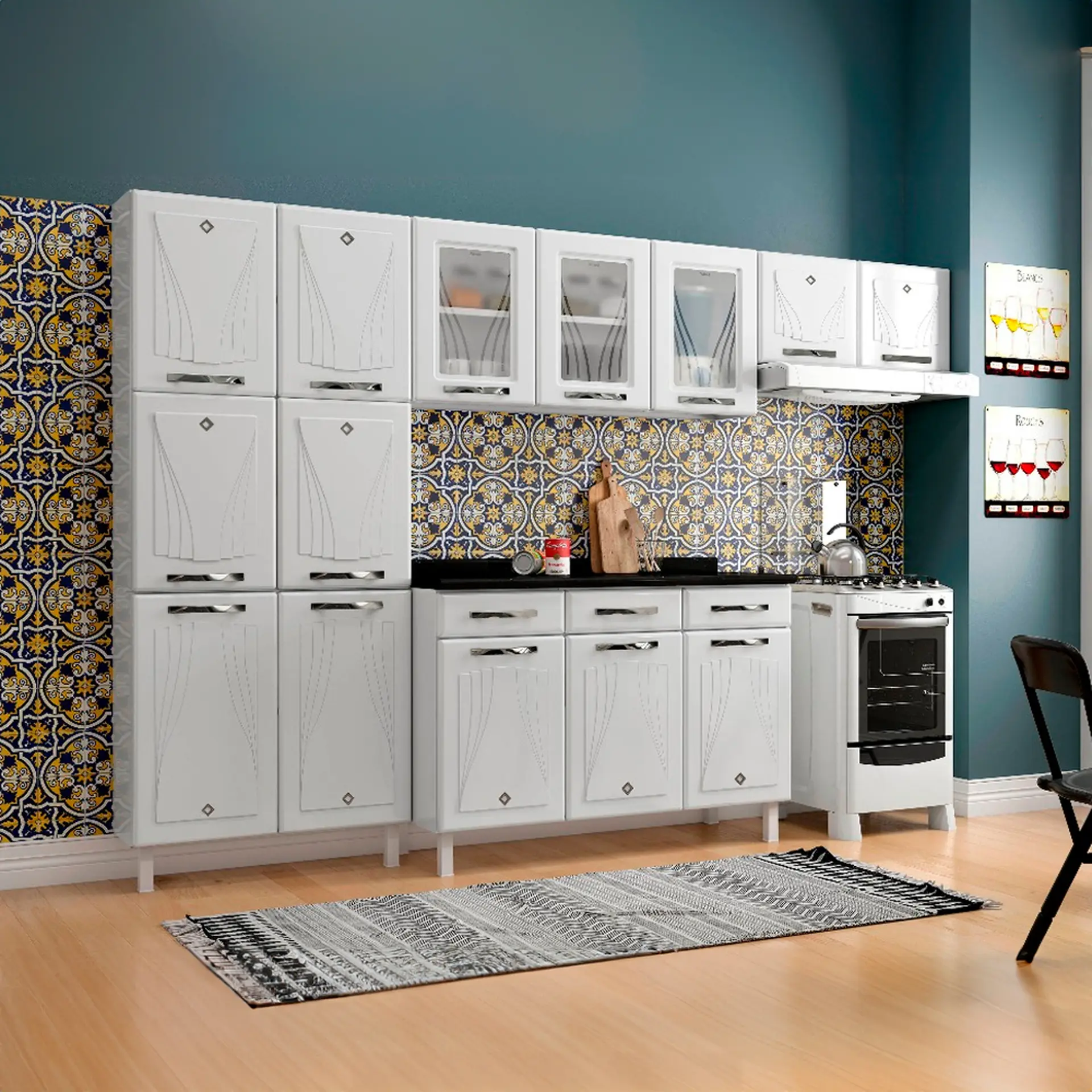 Cozinha Modulada 4 Peças 14 Portas 2 Gavetas Star Telasul - Branco