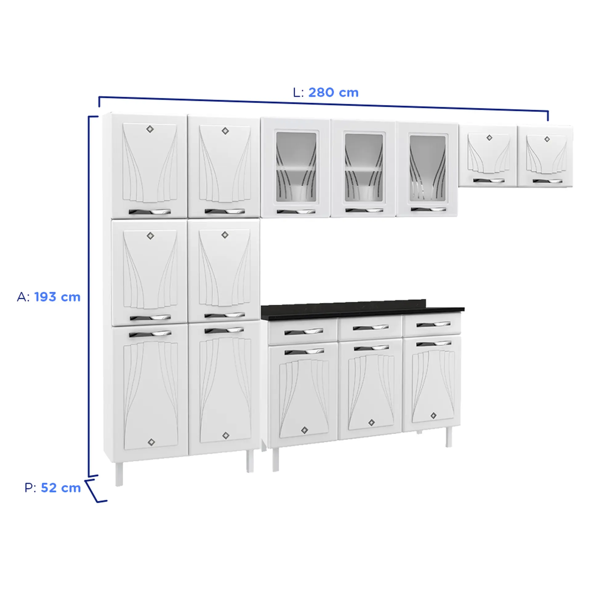 Cozinha Modulada 4 Peças 14 Portas 2 Gavetas Star Telasul - Branco