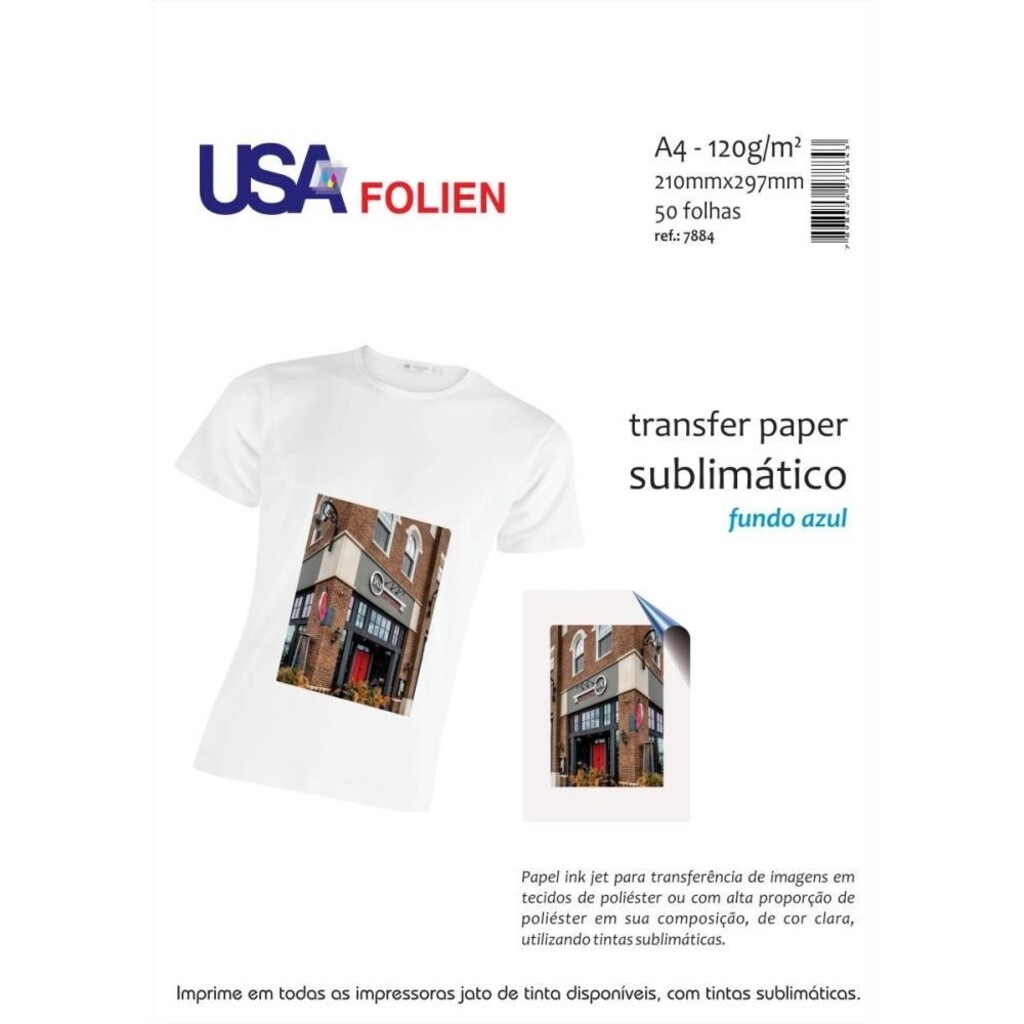 Papel Sublimatico A4 50 Folhas 120 Gramas Fundo Azul Usa Folien - 7884