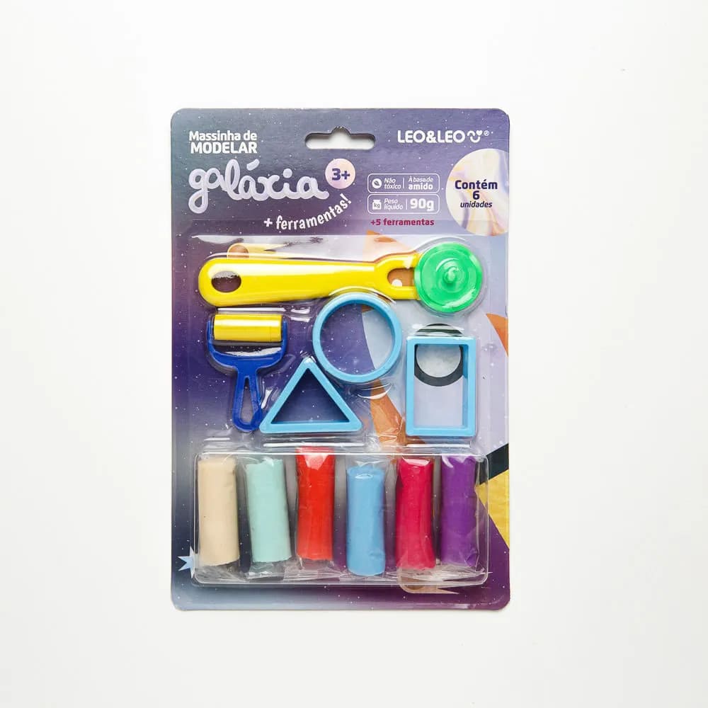 Kit Leo e Leo Massa de Modelar Galáxia com 6 Cores 5 Moldes