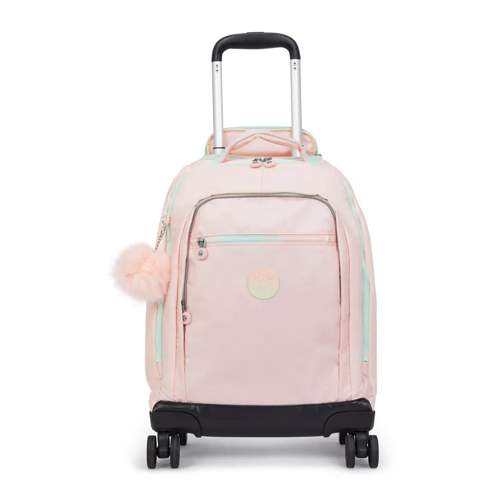 Mochila Kipling New Zea Blush Metallic Grande com Rodinha Rosa
