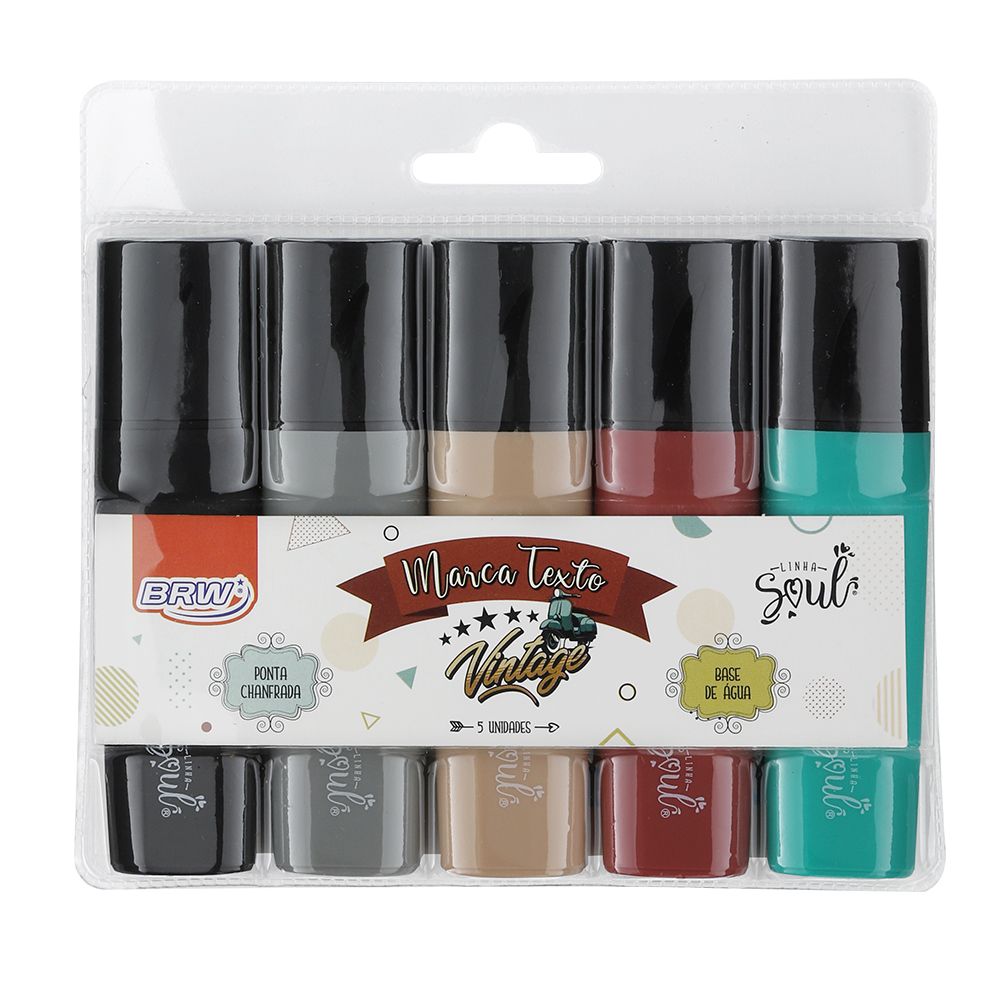 Marcador para Texto BRW Vintage com 5 Unidades