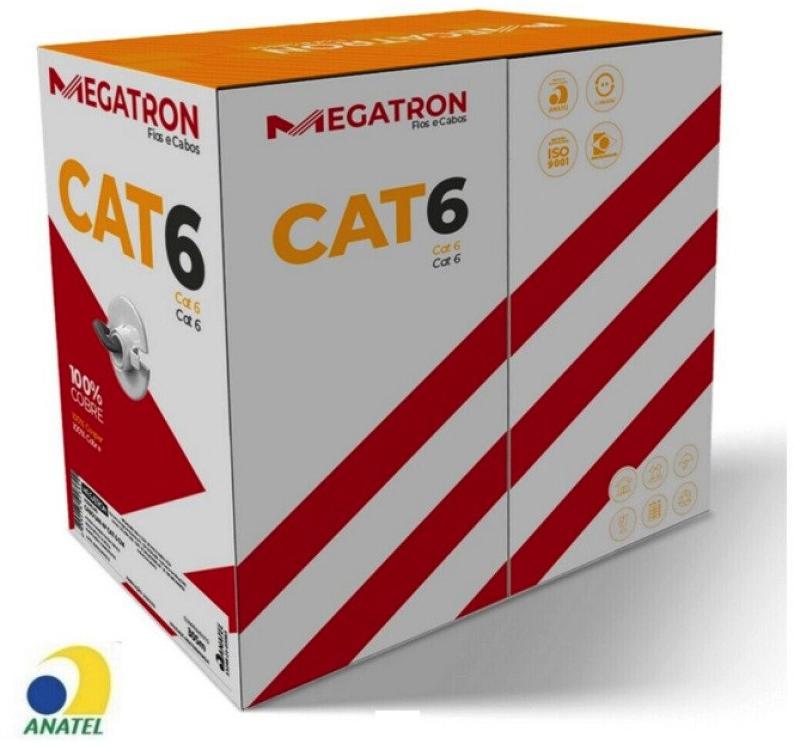Cabo de Rede 23AWG Megatron Cat.6 4 Pares Azul 2387 Caixa 305m 100% Cobre Homologado ANATEL