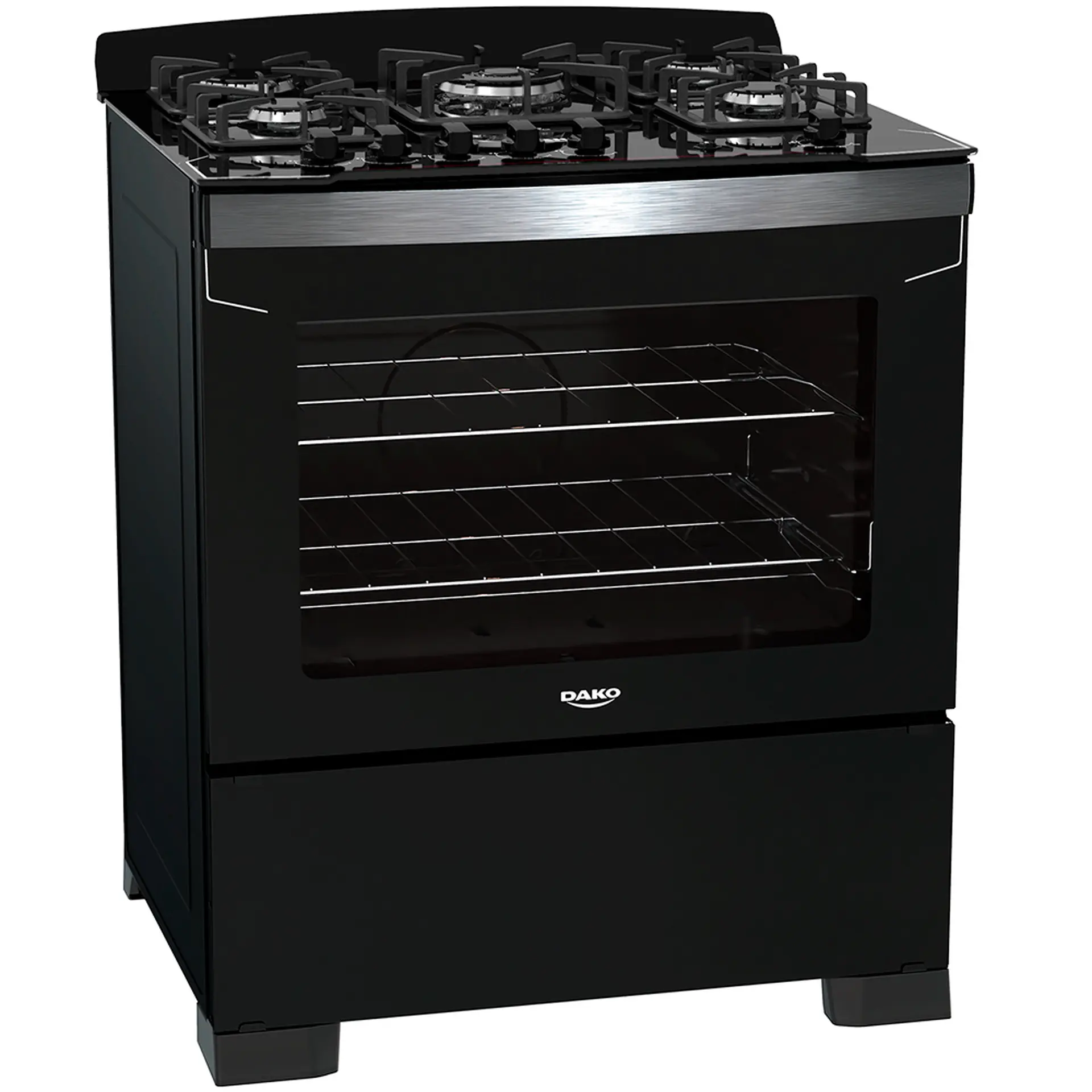 Fogão Dako Diplomata 5 Bocas Automático Mesa de Vidro Tripla Chama - Preto - Bivolt