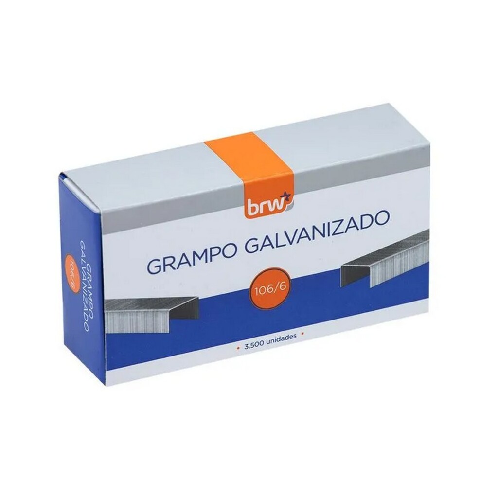 Grampos Galvanizado 106/6 Caixa com 3500 Unidades - BRW - GR1066