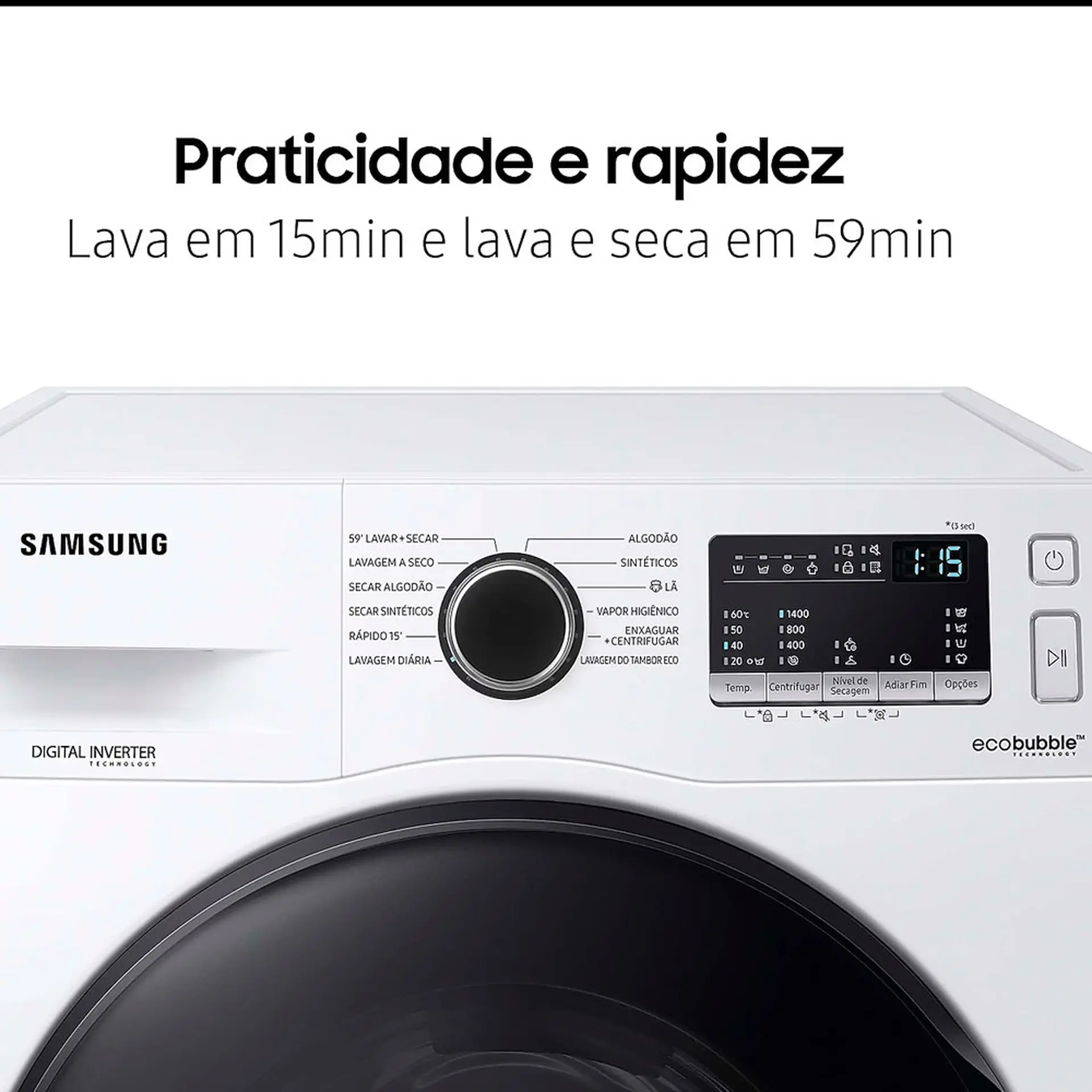 Lava e Seca Samsung Ecobubble 11Kg Digital Inverter WD11A4453BW - Branco - 110 Volts