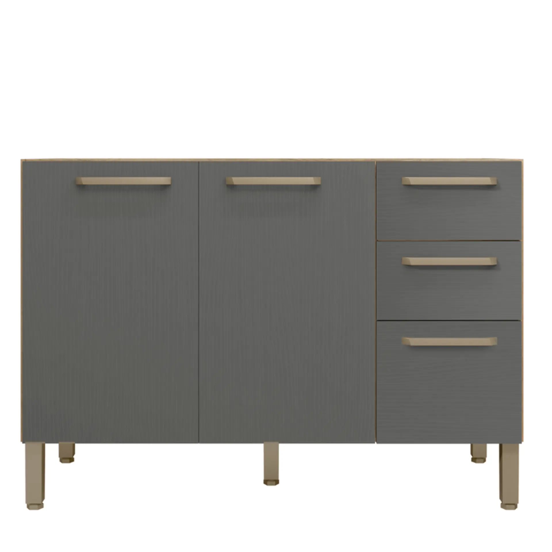 Cozinha Modulada 4 Peças 12 Portas 2 Gavetas Versalhes Kit's Paraná - Freijo gris