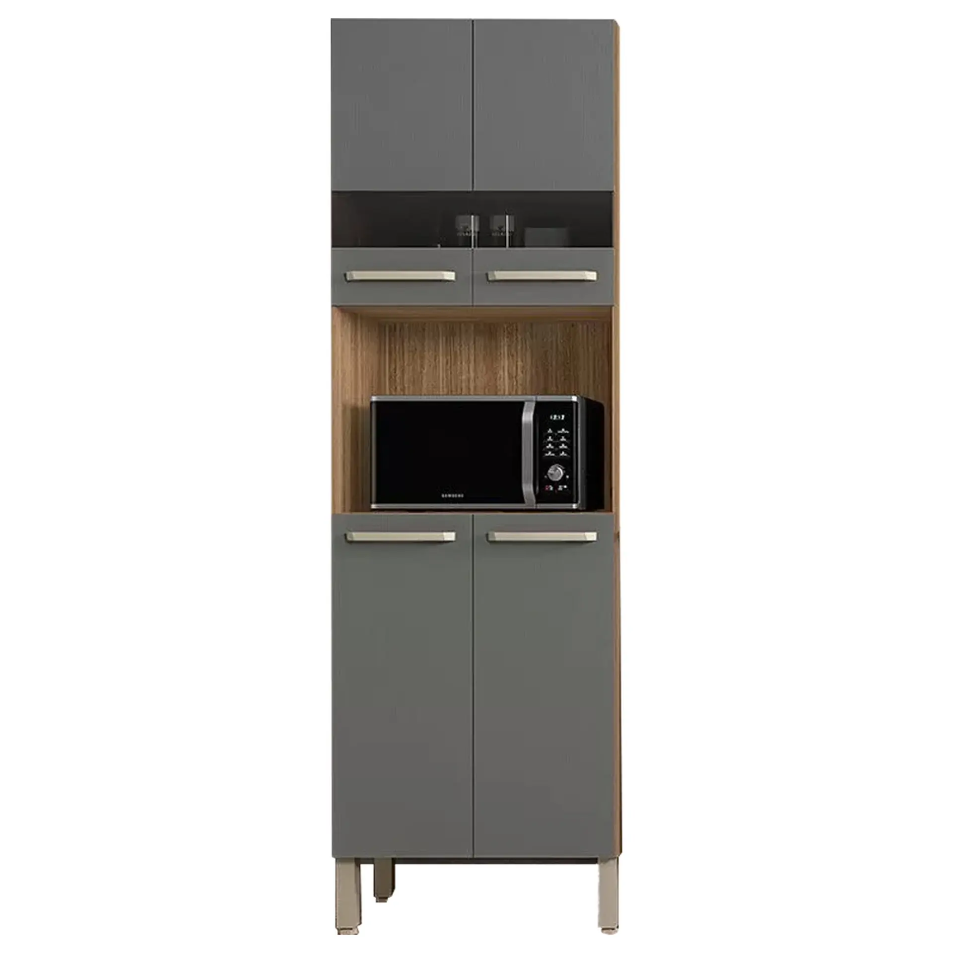 Cozinha Modulada 4 Peças 12 Portas 2 Gavetas Versalhes Kit's Paraná - Freijo gris