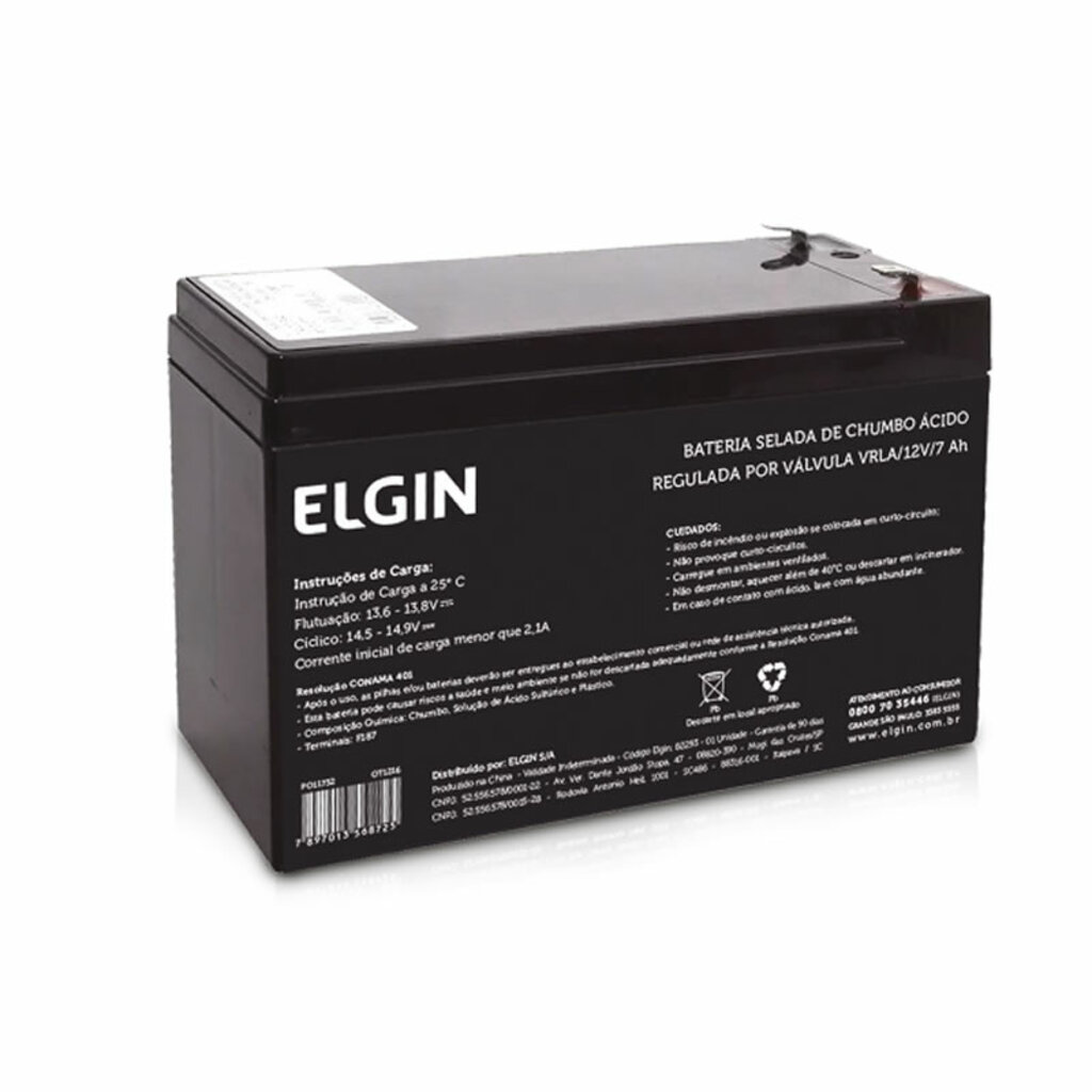Bateria Selada para Alarmes e No-Breaks 7,0 Ah 12 Volts Elgin - 82293