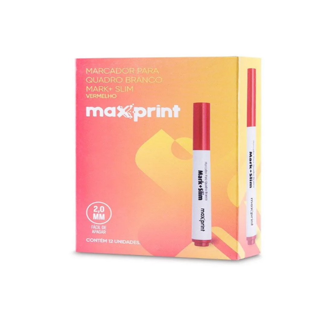Caneta Quadro Branco 2,0mm Caixa com 12 Unidades Vermelho - Maxprint - 709137