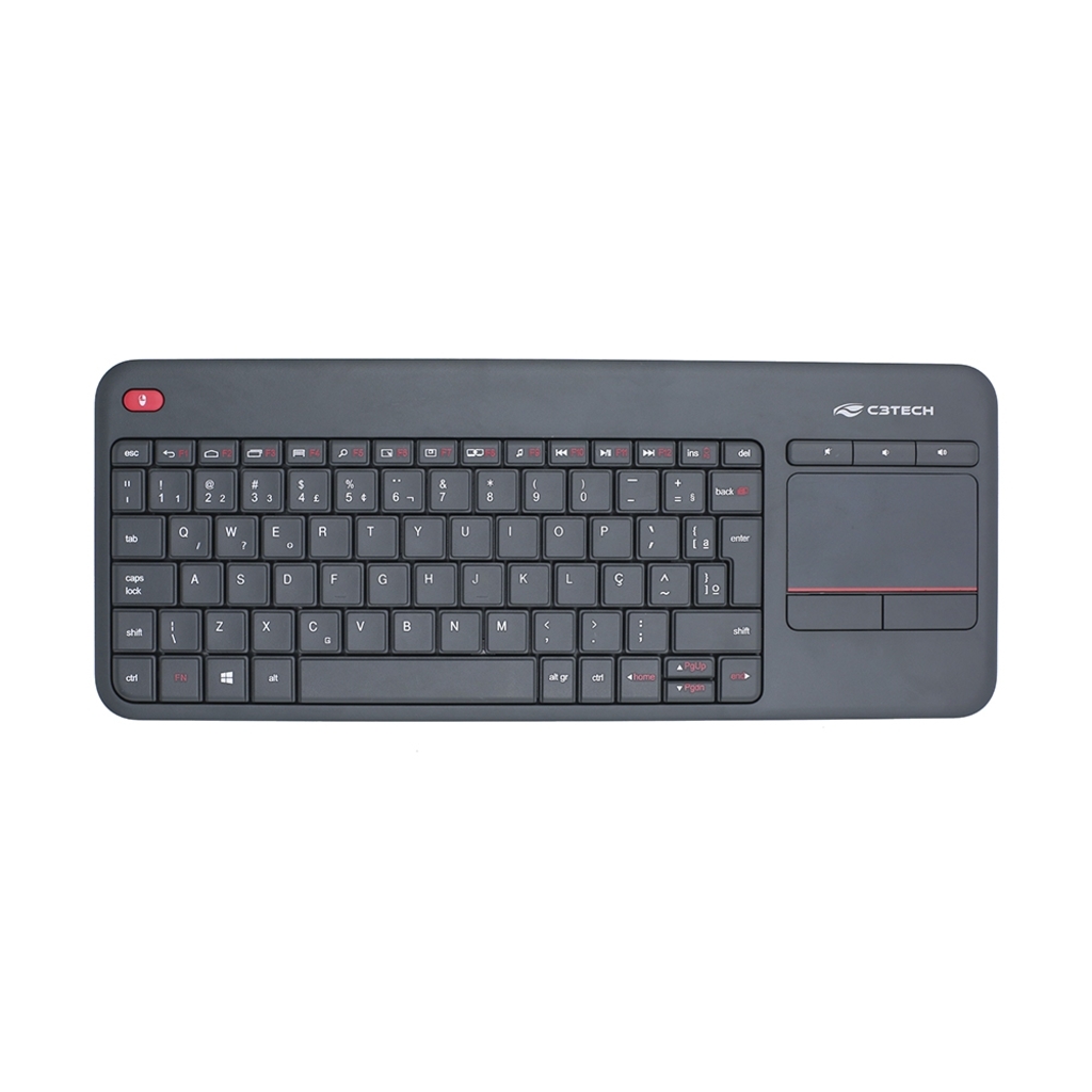 Kit Teclado + Mouse Touch Pad Integrado C3tech Preto/Vermelho - K-WT200BK