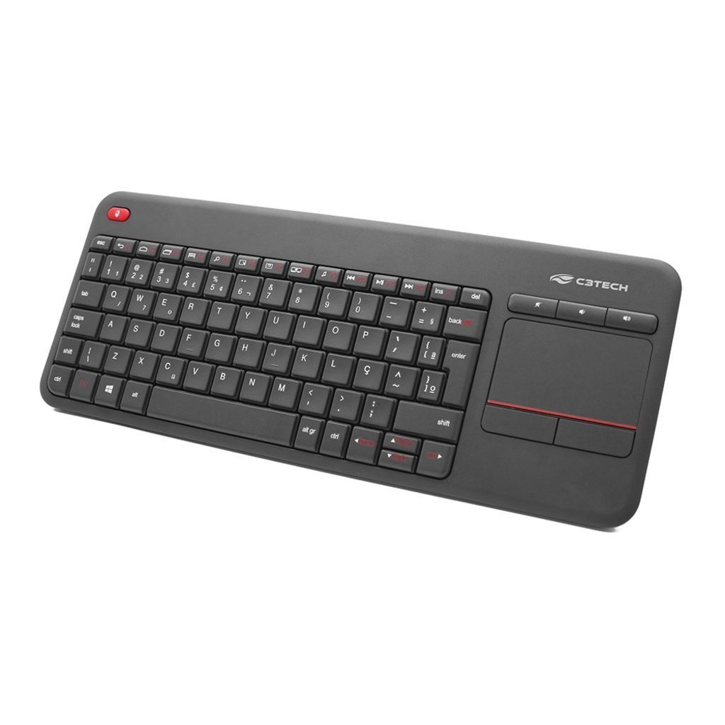 Kit Teclado + Mouse Touch Pad Integrado C3tech Preto/Vermelho - K-WT200BK