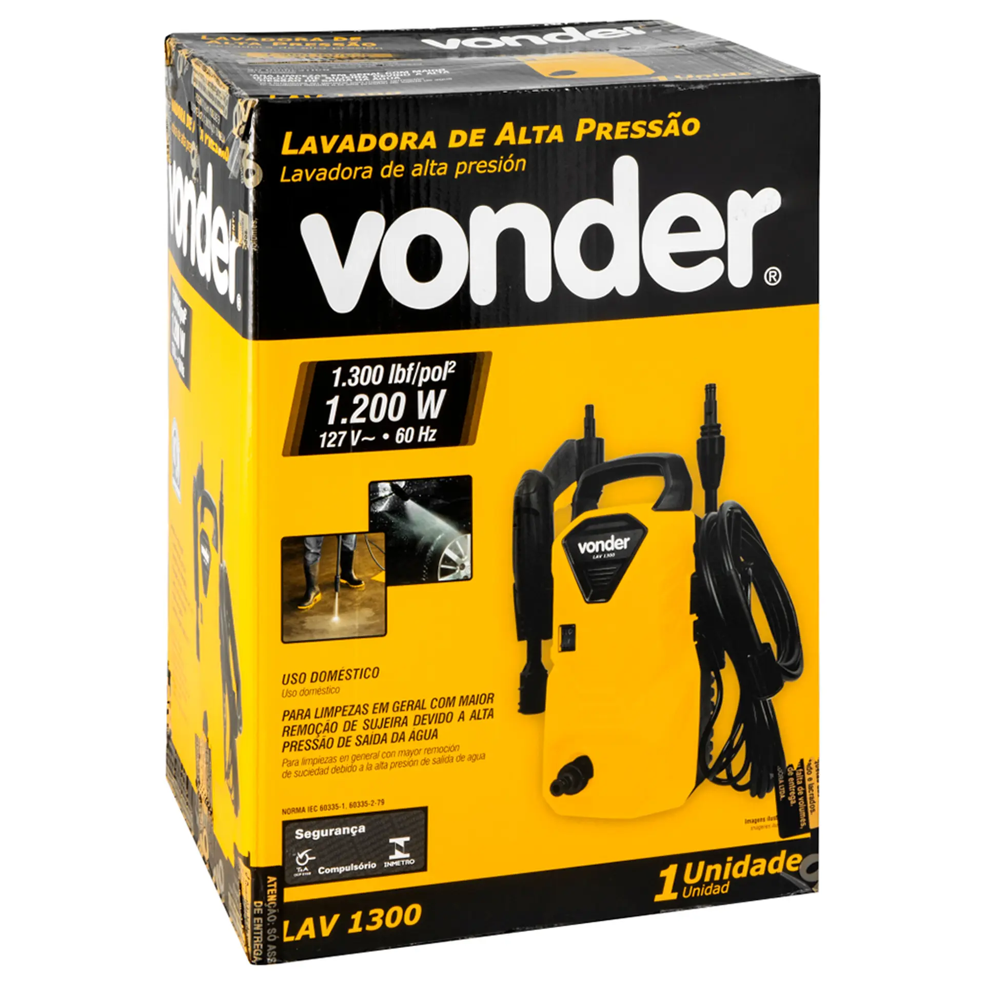 Lavadora de Alta Pressão Vonder LAV1300 1200W - Preto/Amarelo - 110 Volts