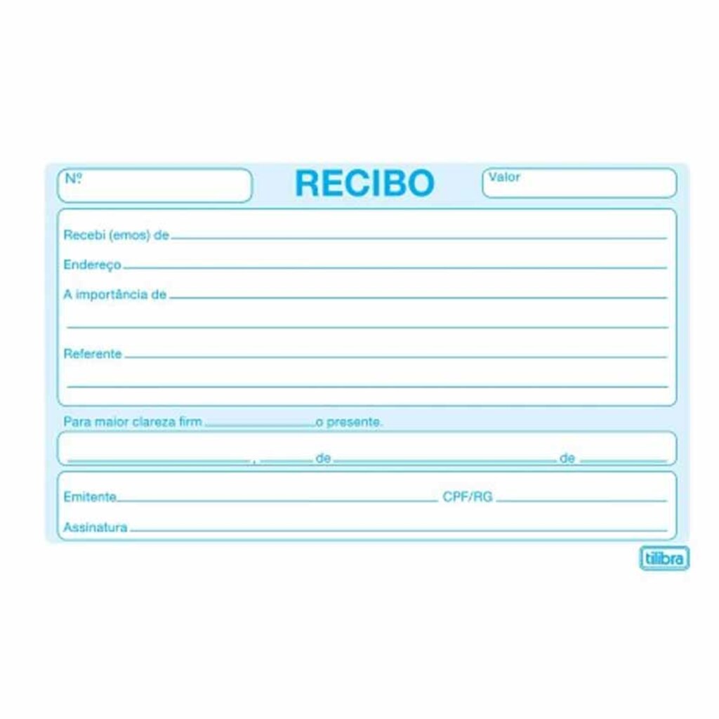 Recibo Comercial Tilibra com Canhoto 50 Folhas Pequeno