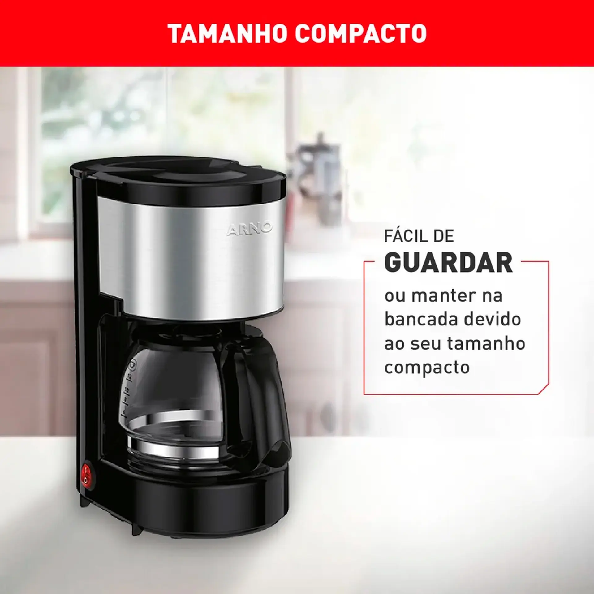 Cafeteria Elétrica Arno Filtro Perfectta CFPI 0,6L - Preto/Inox - 110 Volts