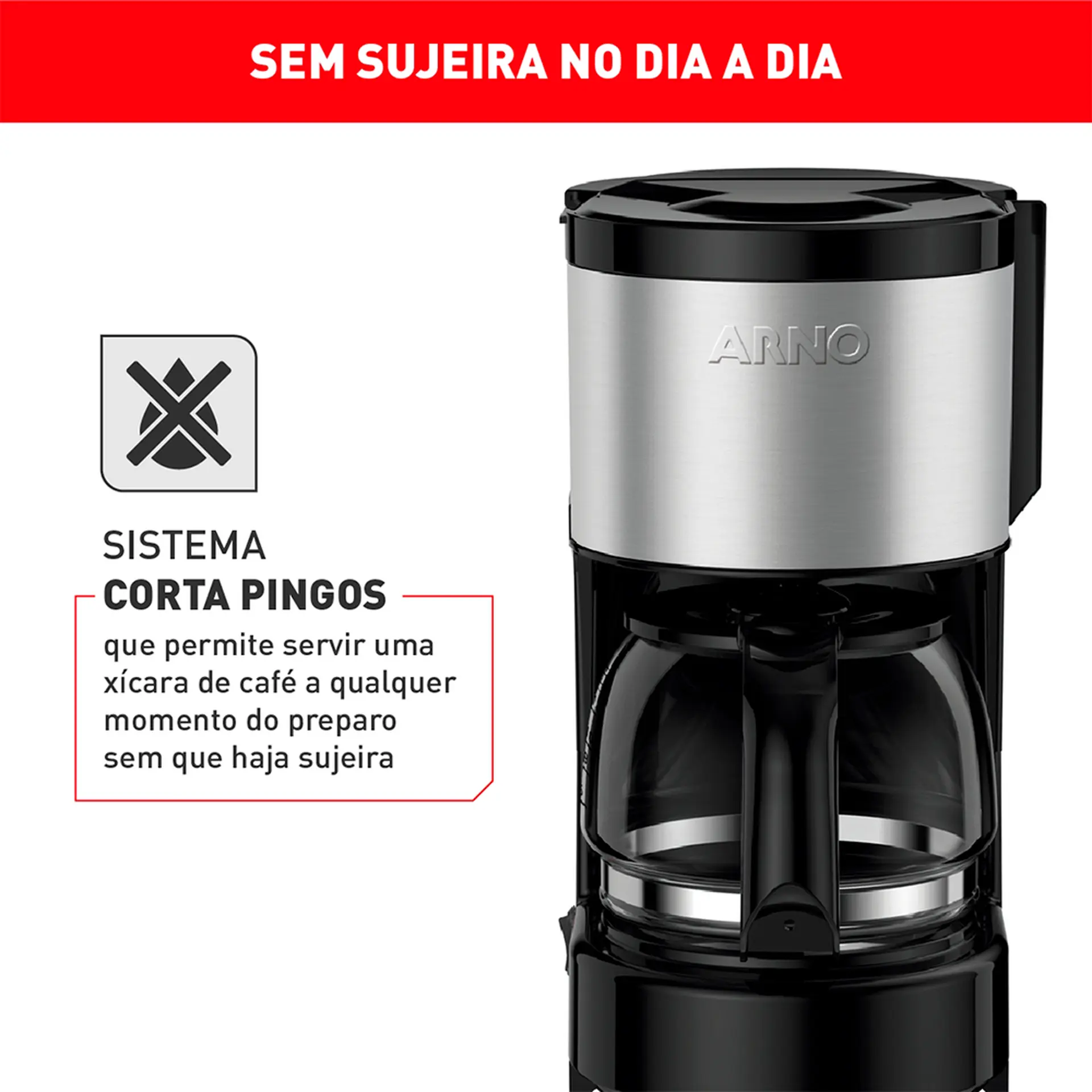 Cafeteria Elétrica Arno Filtro Perfectta CFPI 0,6L - Preto/Inox - 110 Volts