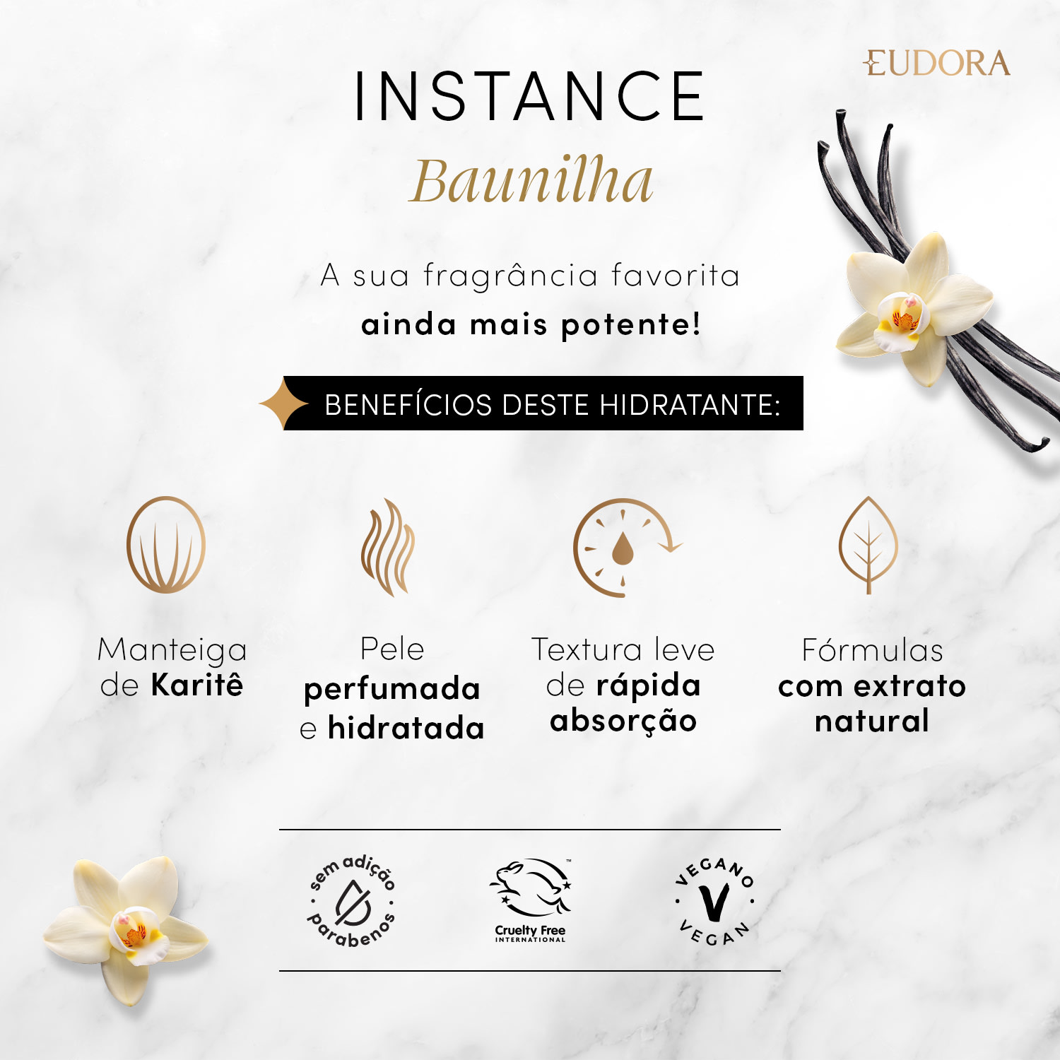 Creme Hidratante Desodorante Corporal Instance Baunilha 180ml