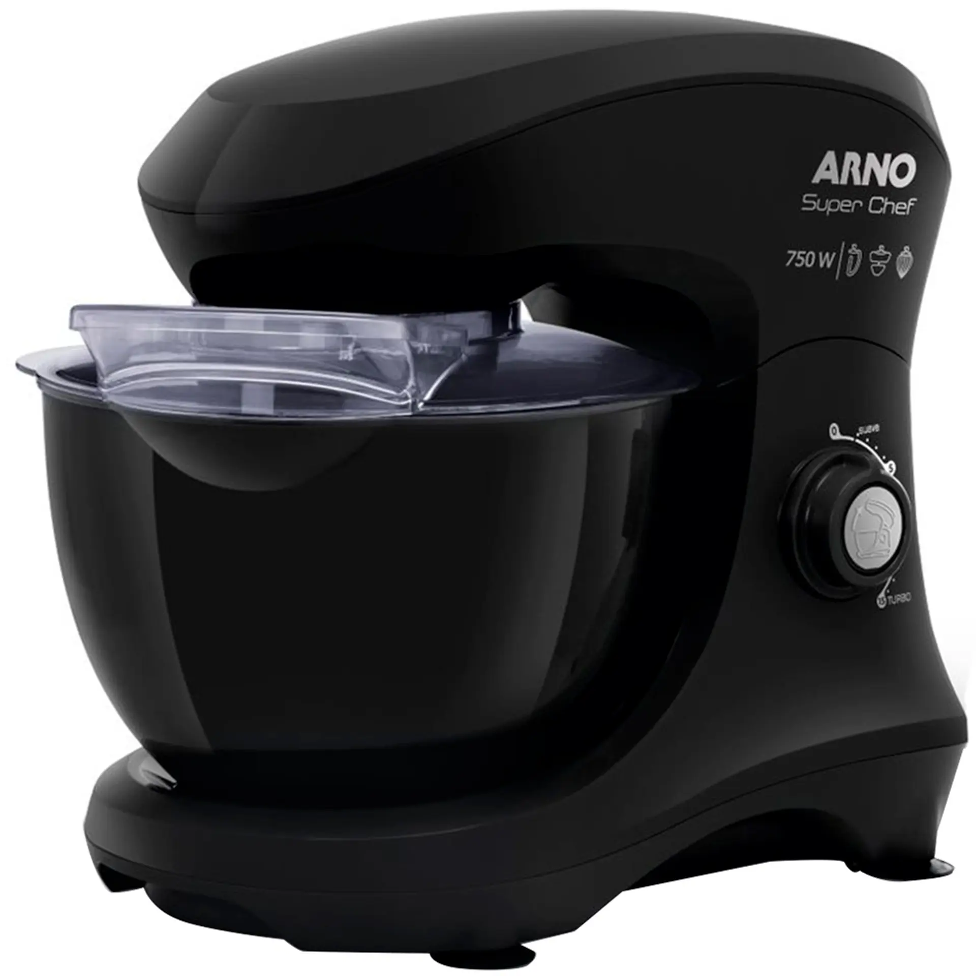 Batedeira Planetária Arno Super Chef 15 Velocidades 750W 1 Tigela - Preto - 110 Volts