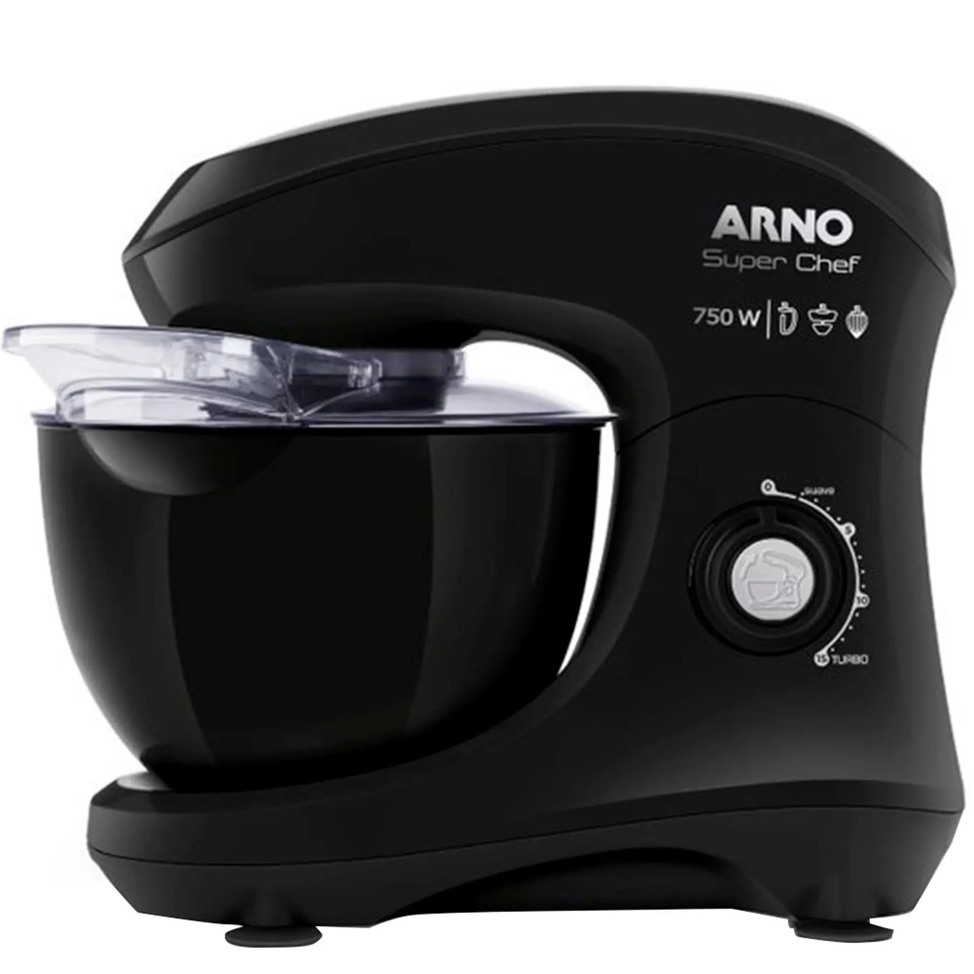 Batedeira Planetária Arno Super Chef 15 Velocidades 750W 1 Tigela - Preto - 110 Volts