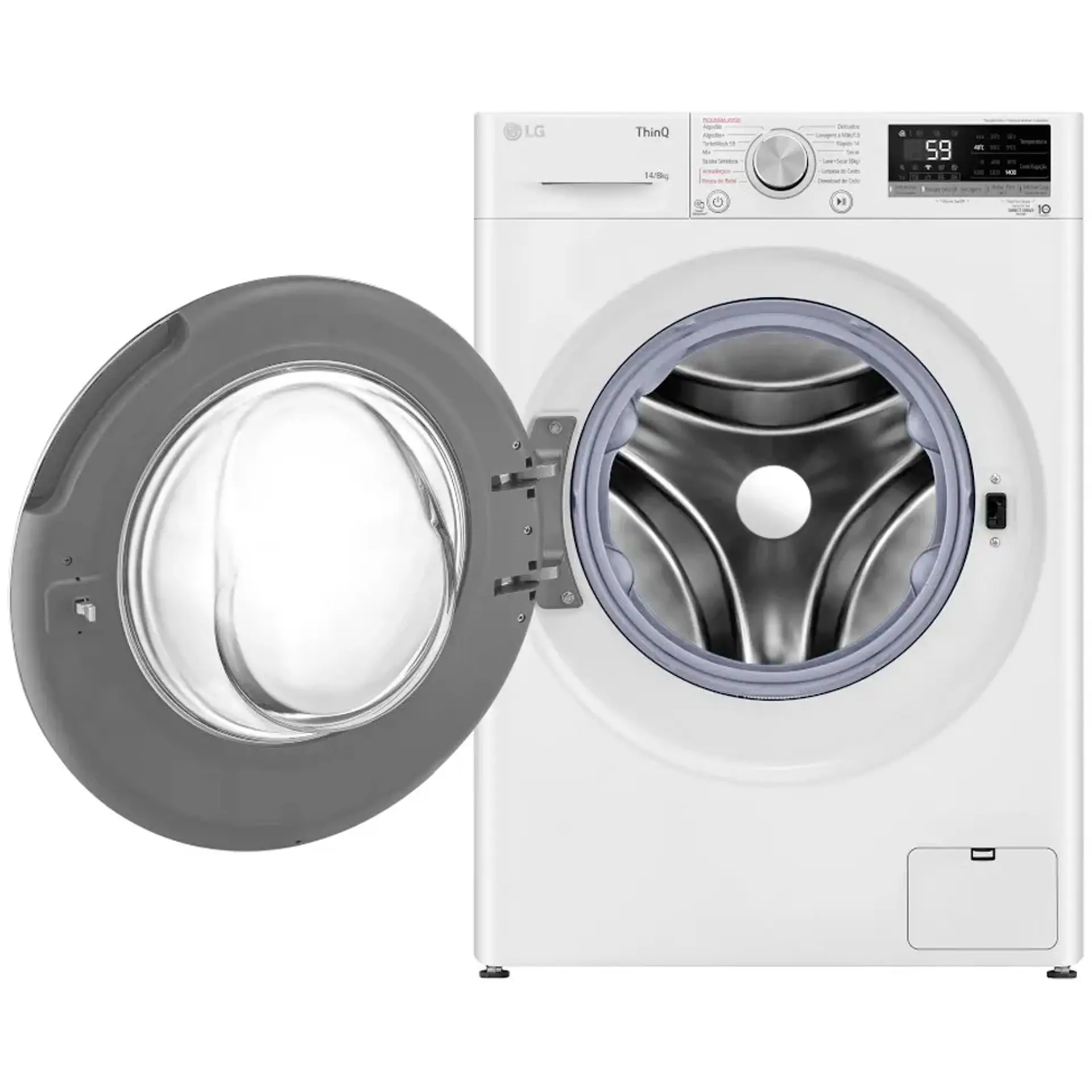 Lava e Seca Smart LG VC4 Com inteligência Artificial 14kg Cesto Inox CV5014WC4 - Branco - 110 Volts
