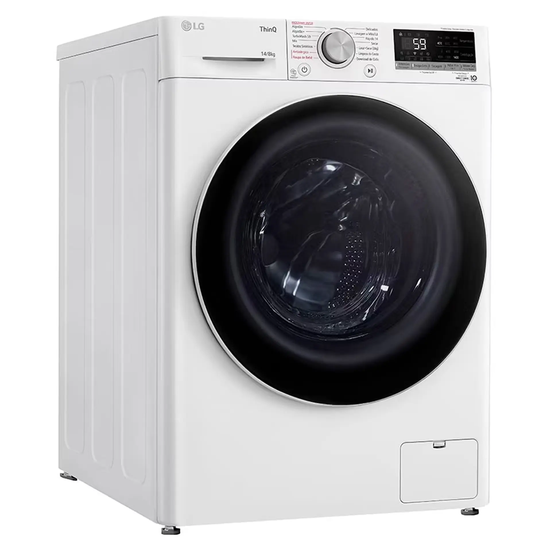 Lava e Seca Smart LG VC4 Com inteligência Artificial 14kg Cesto Inox CV5014WC4 - Branco - 110 Volts