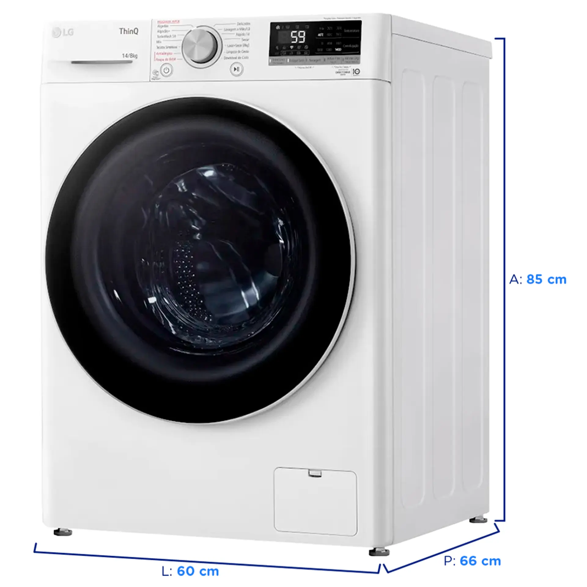 Lava e Seca Smart LG VC4 Com inteligência Artificial 14kg Cesto Inox CV5014WC4 - Branco - 110 Volts