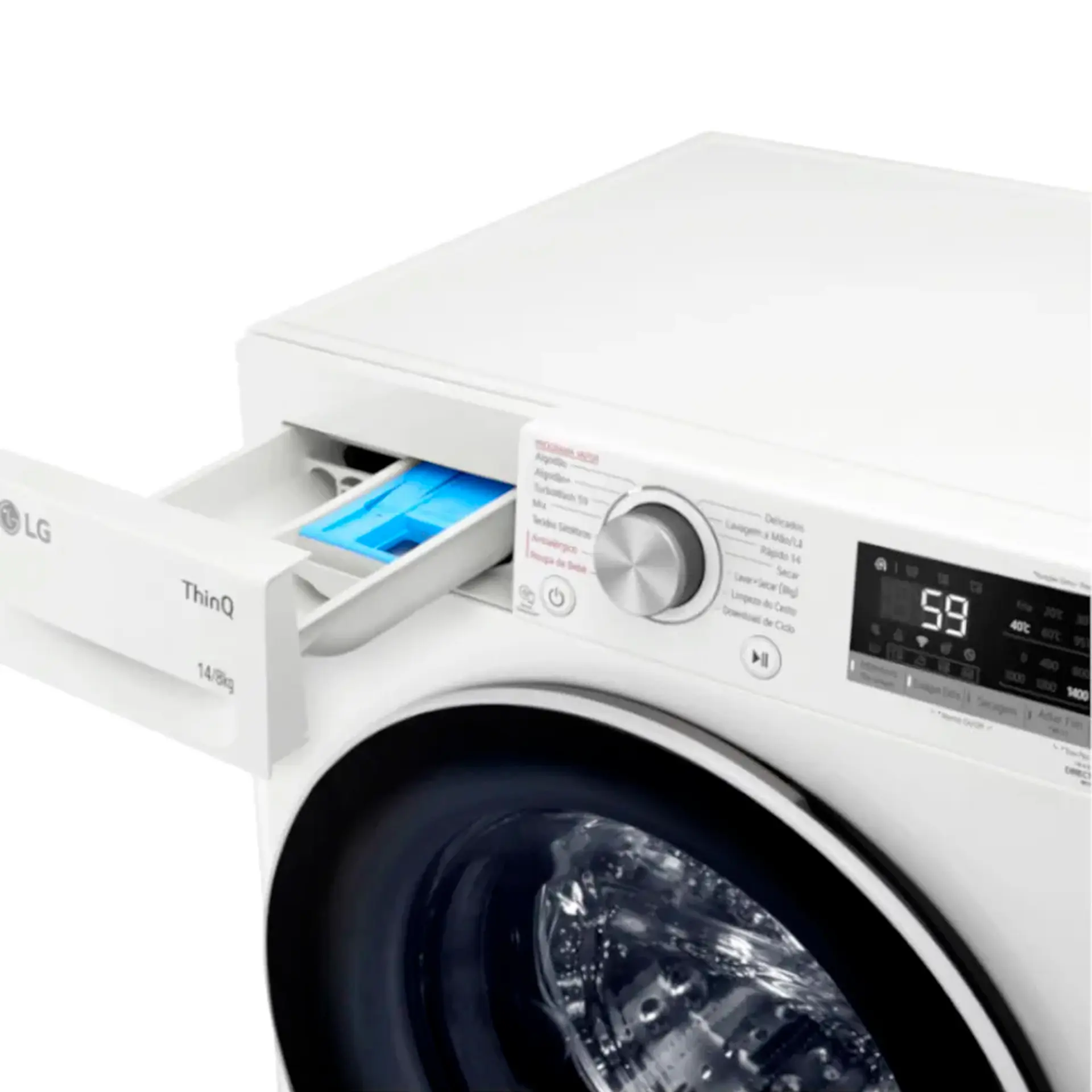 Lava e Seca Smart LG VC4 Com inteligência Artificial 14kg Cesto Inox CV5014WC4 - Branco - 110 Volts