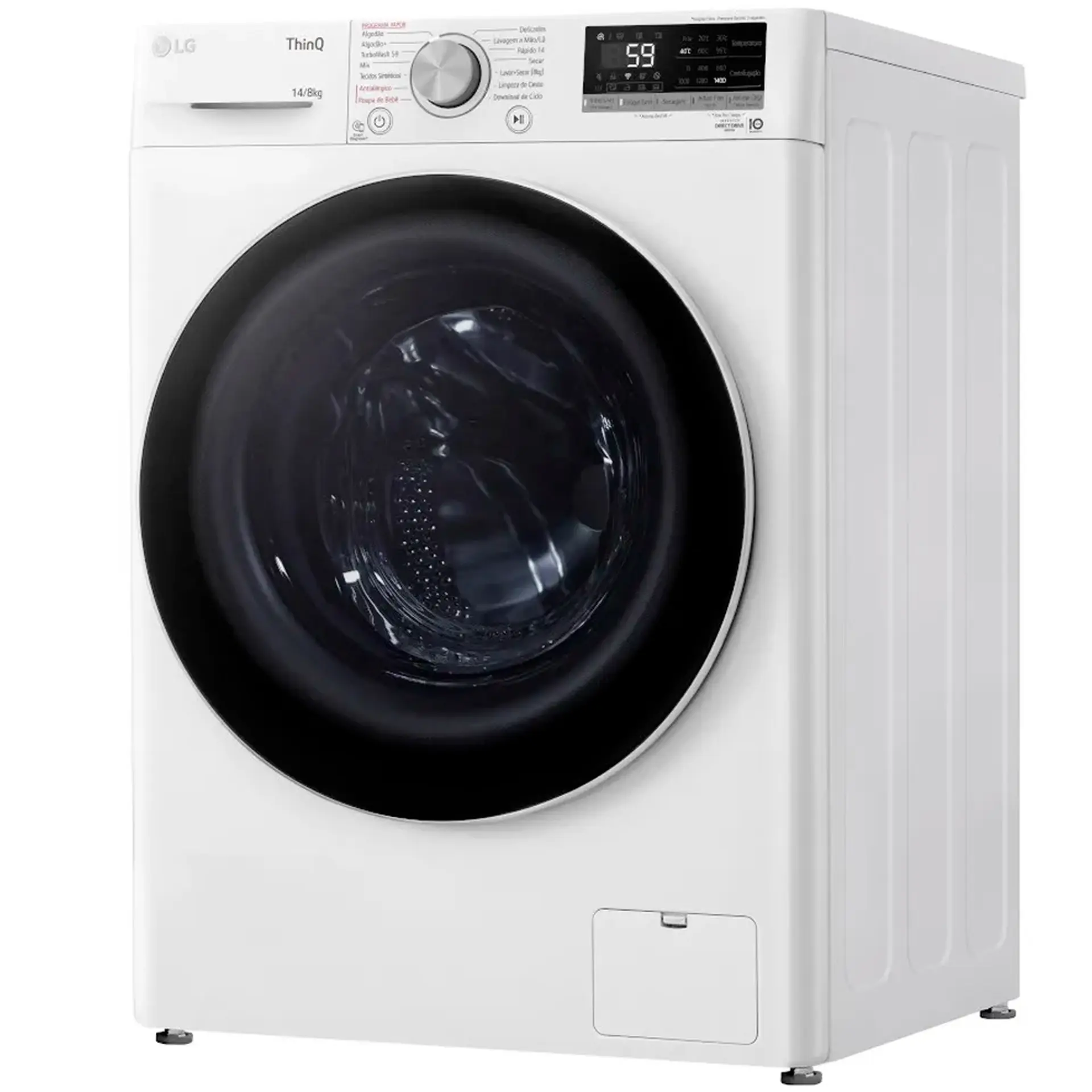 Lava e Seca Smart LG VC4 Com inteligência Artificial 14kg Cesto Inox CV5014WC4 - Branco - 110 Volts