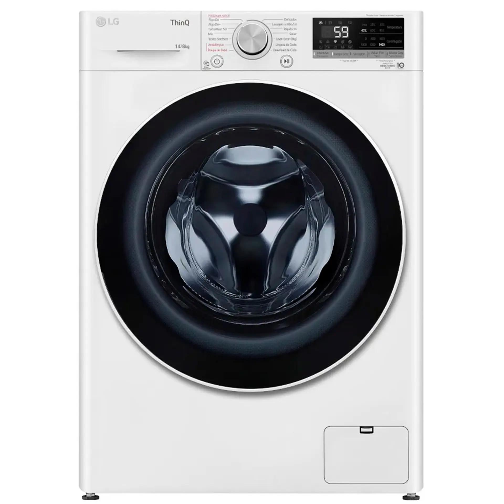 Lava e Seca Smart LG VC4 Com inteligência Artificial 14kg Cesto Inox CV5014WC4 - Branco - 110 Volts